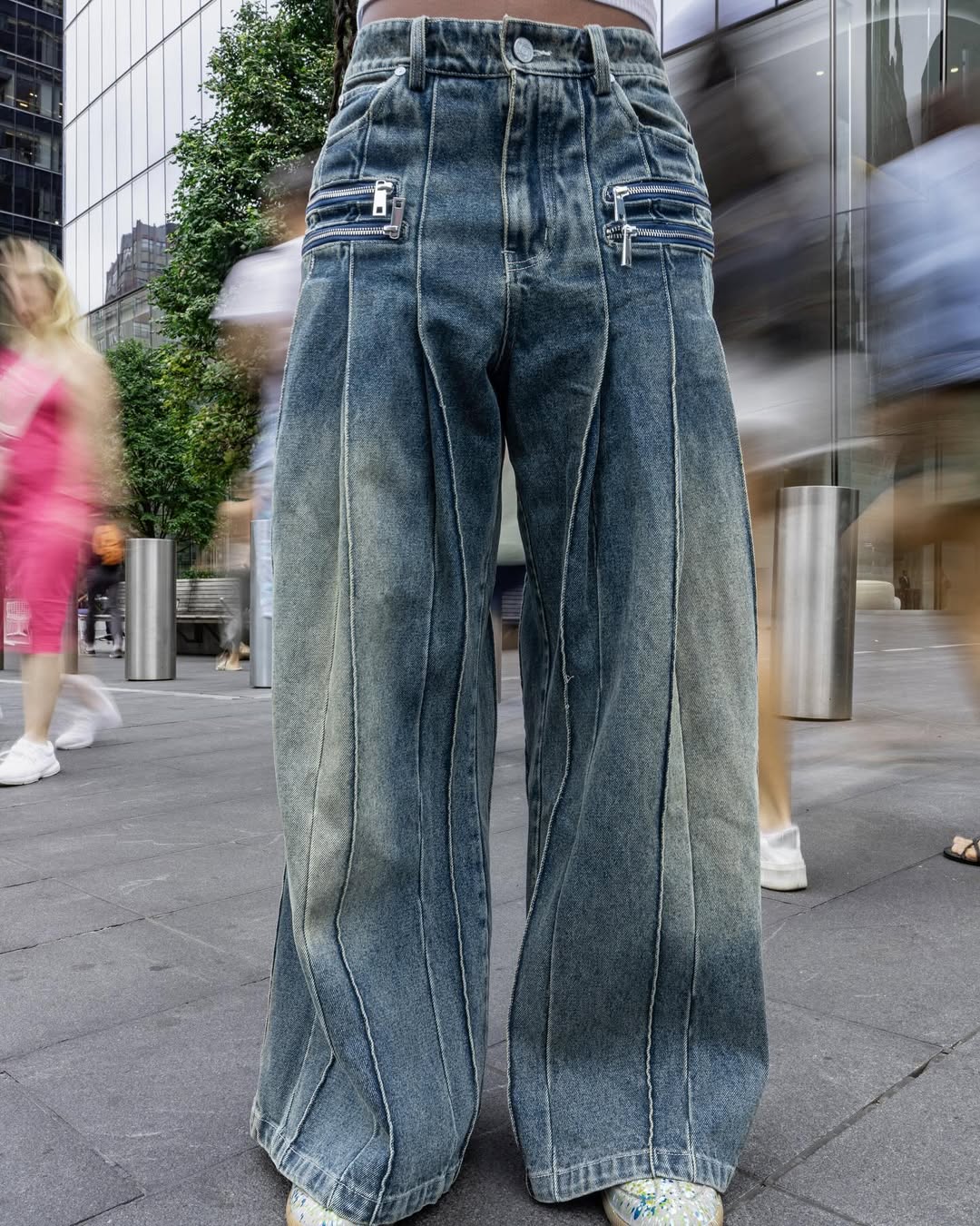 Denim Pleated Skirt Pants [Size 36]