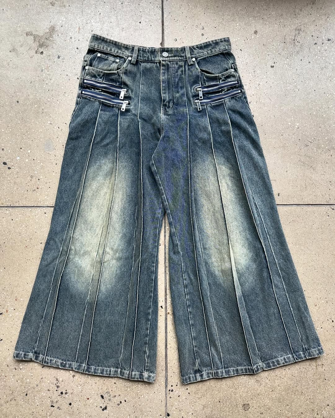 Denim Pleated Skirt Pants [Size 36]