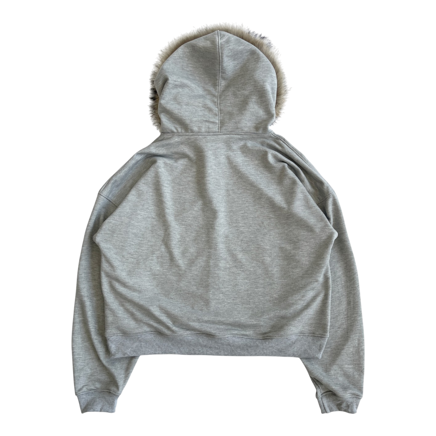 FUR HOODIE, HEATHER GRAY/BROWN