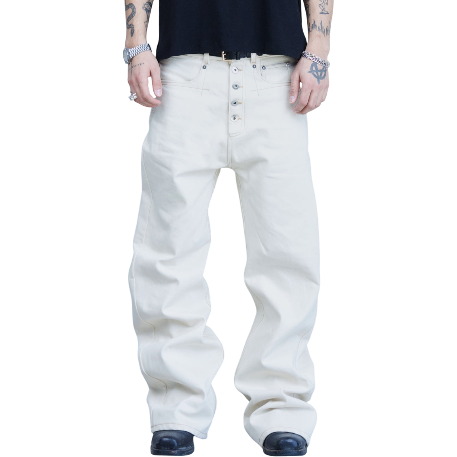 BASE 0.2 'NATURAL' BOOTCUT RAW DENIM