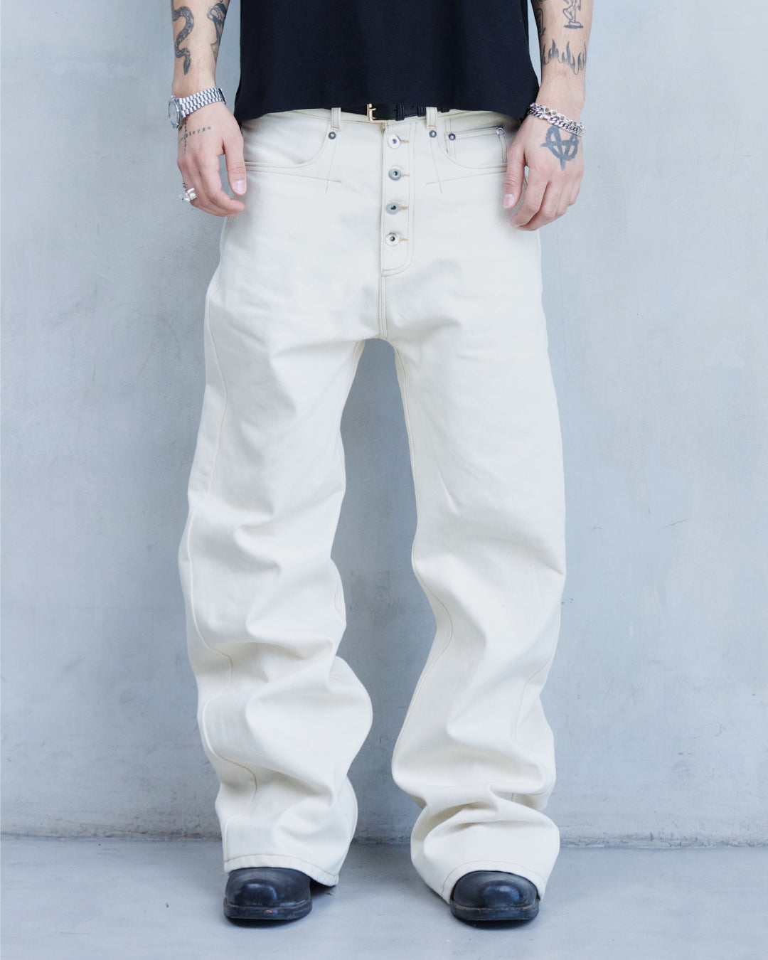 BASE 0.2 'NATURAL' BOOTCUT RAW DENIM