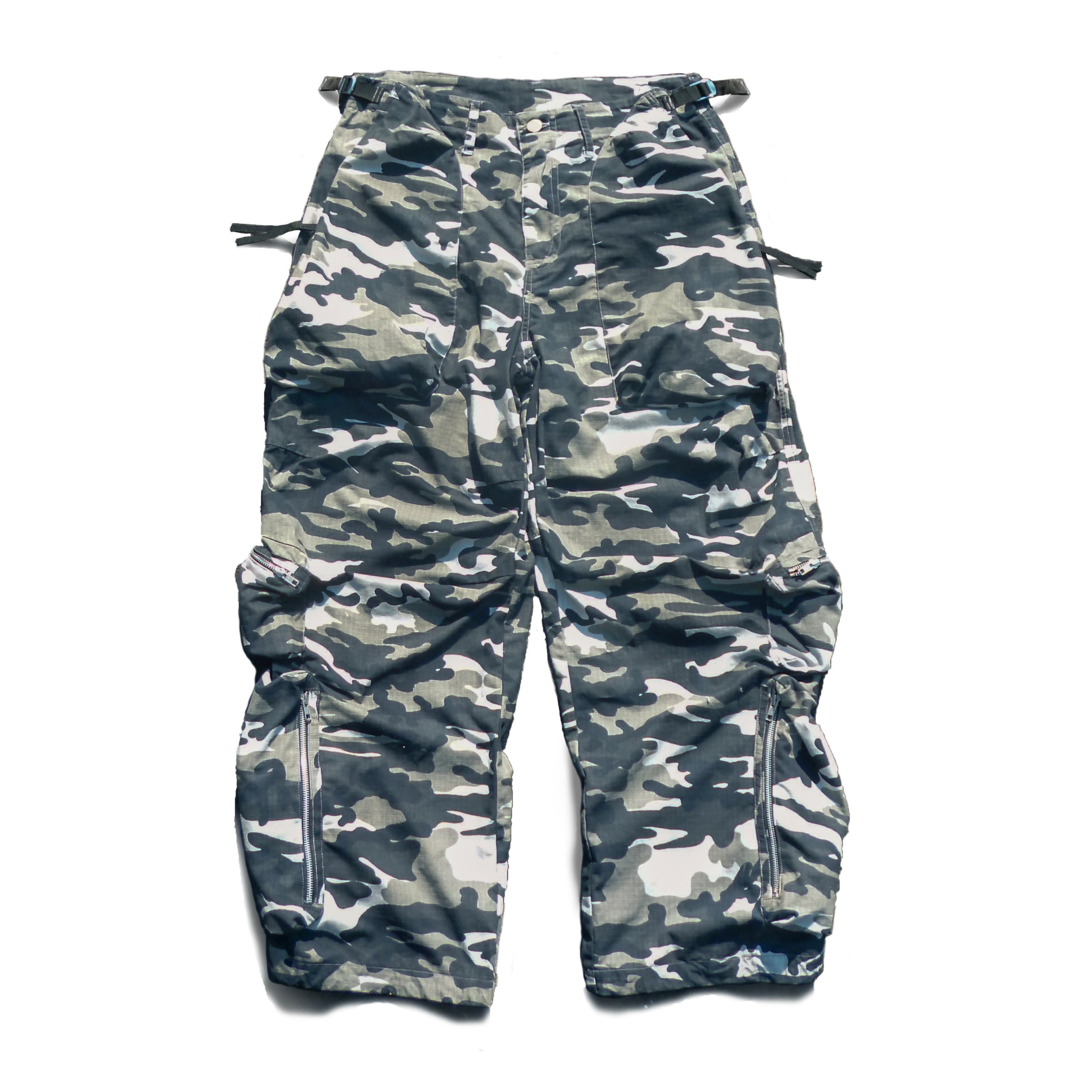 'Army' black white camo ripstop pants
