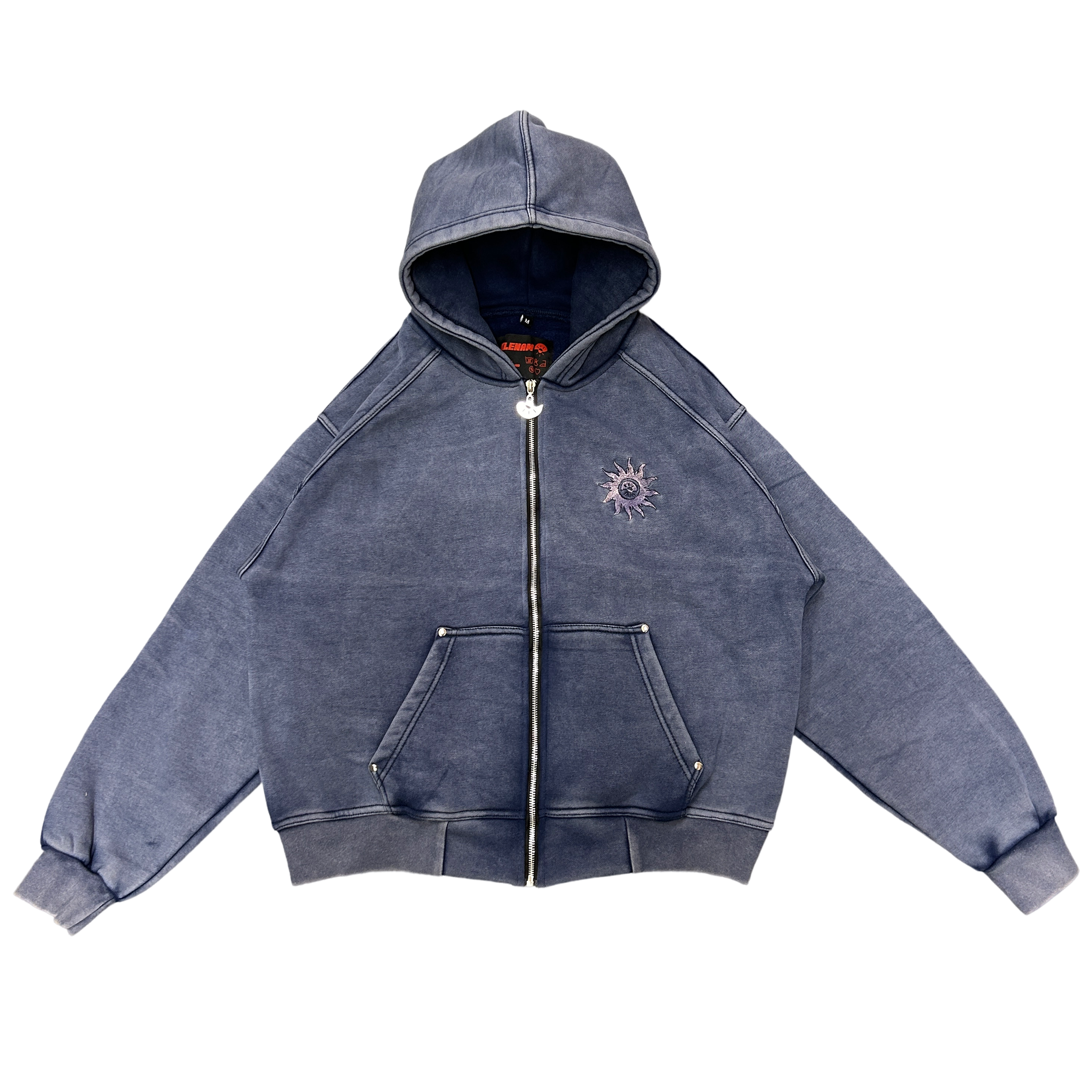 NAVY BLUE WASH ZIP-UP