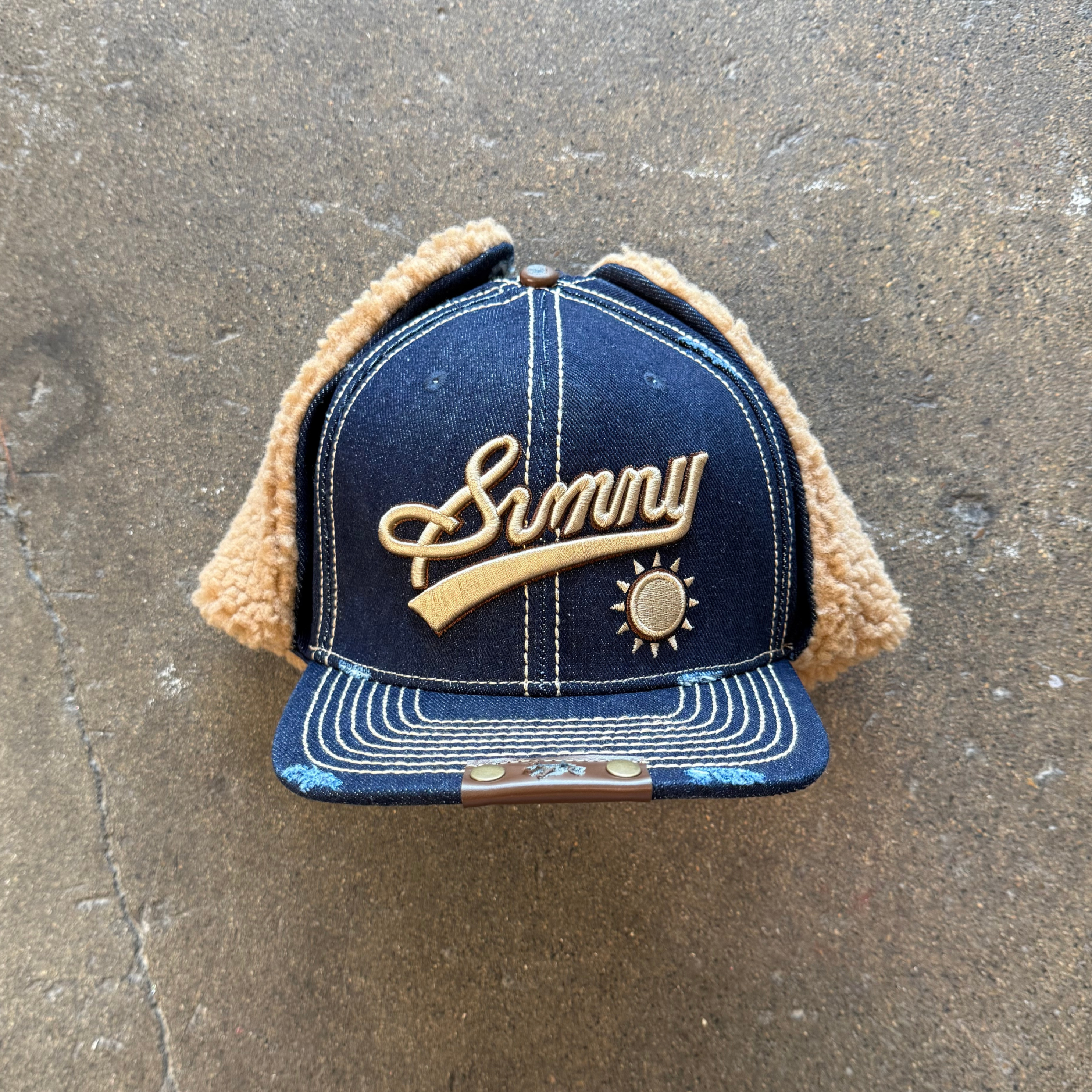DENIM SHERPA EAR HAT
