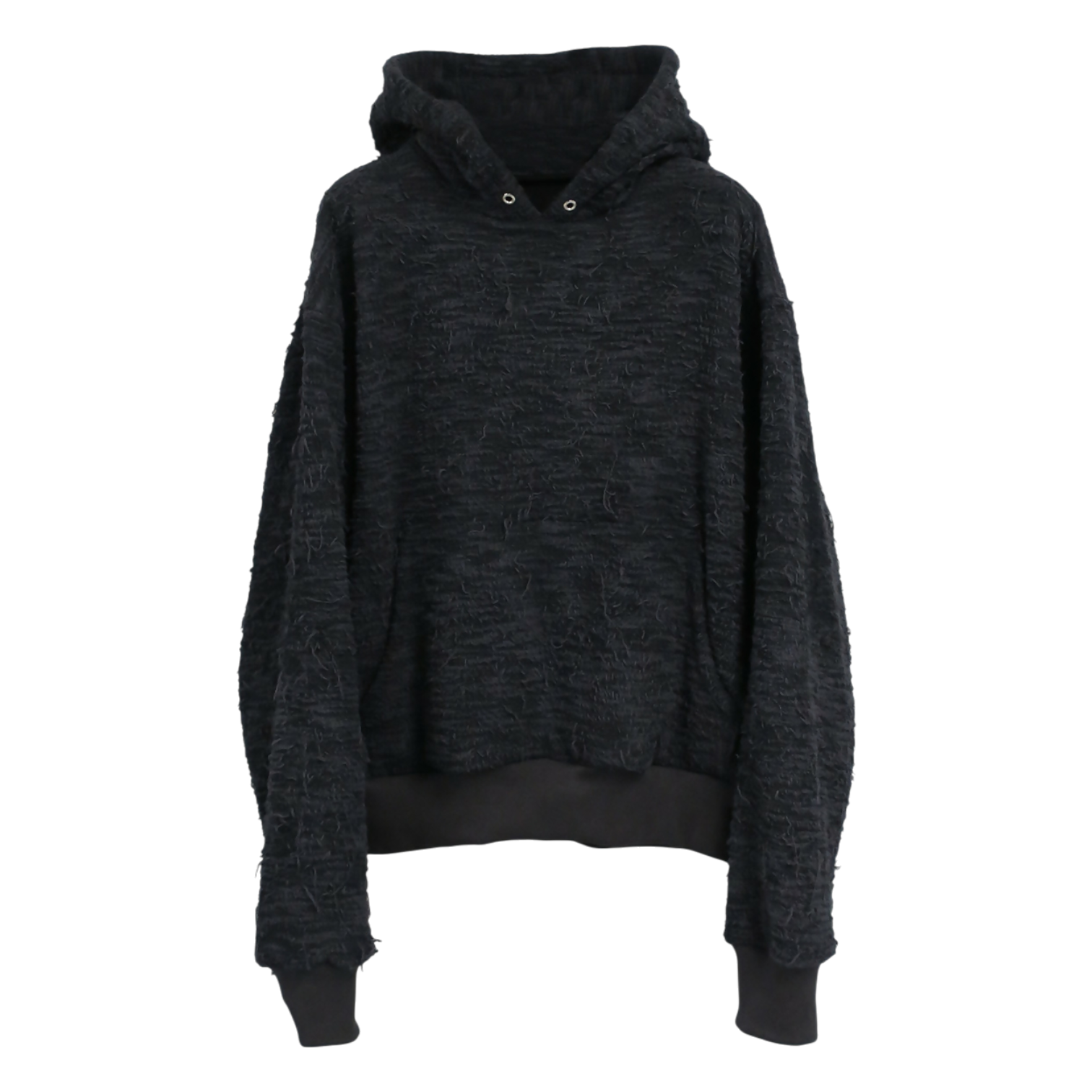 【PRE-ORDER】DISTRESSED FABRIC HOODIE / BLACK