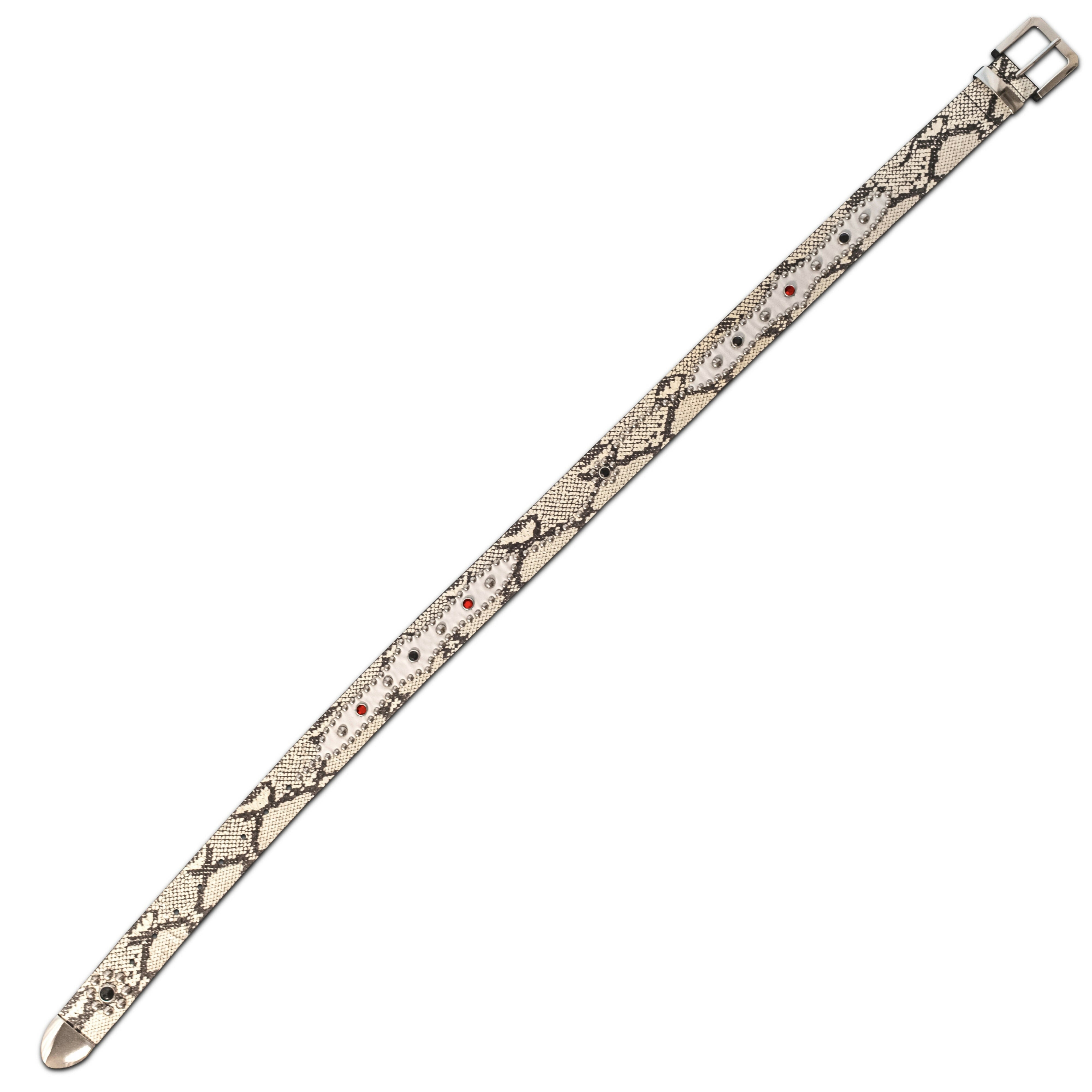 STUDDED SNAKESKIN BELT IN WHITE – Lowheads