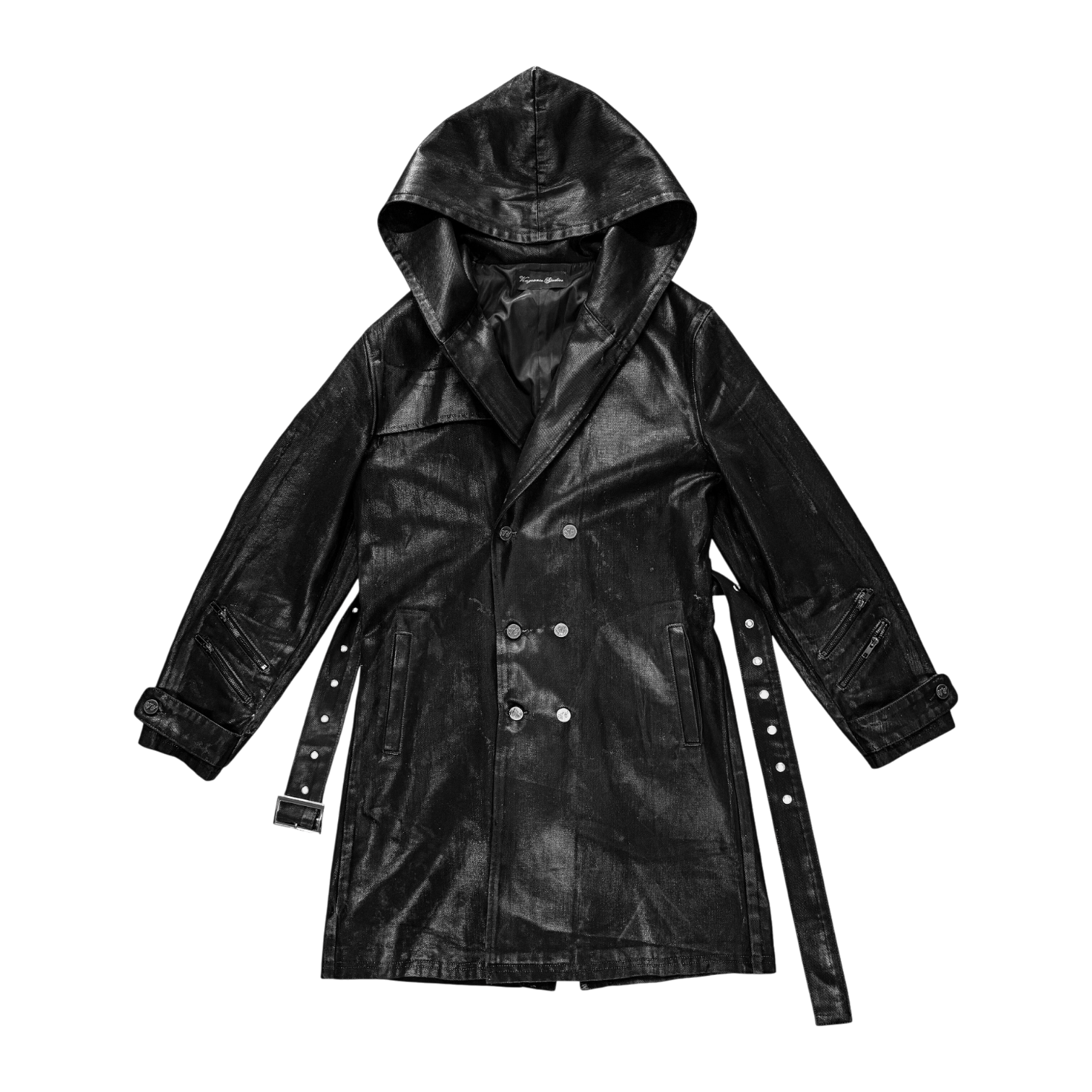 WAXED DENIM TRENCH COAT