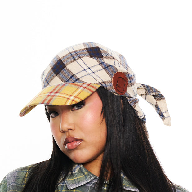 Hikage Tie Hat (WHITE PLAID)