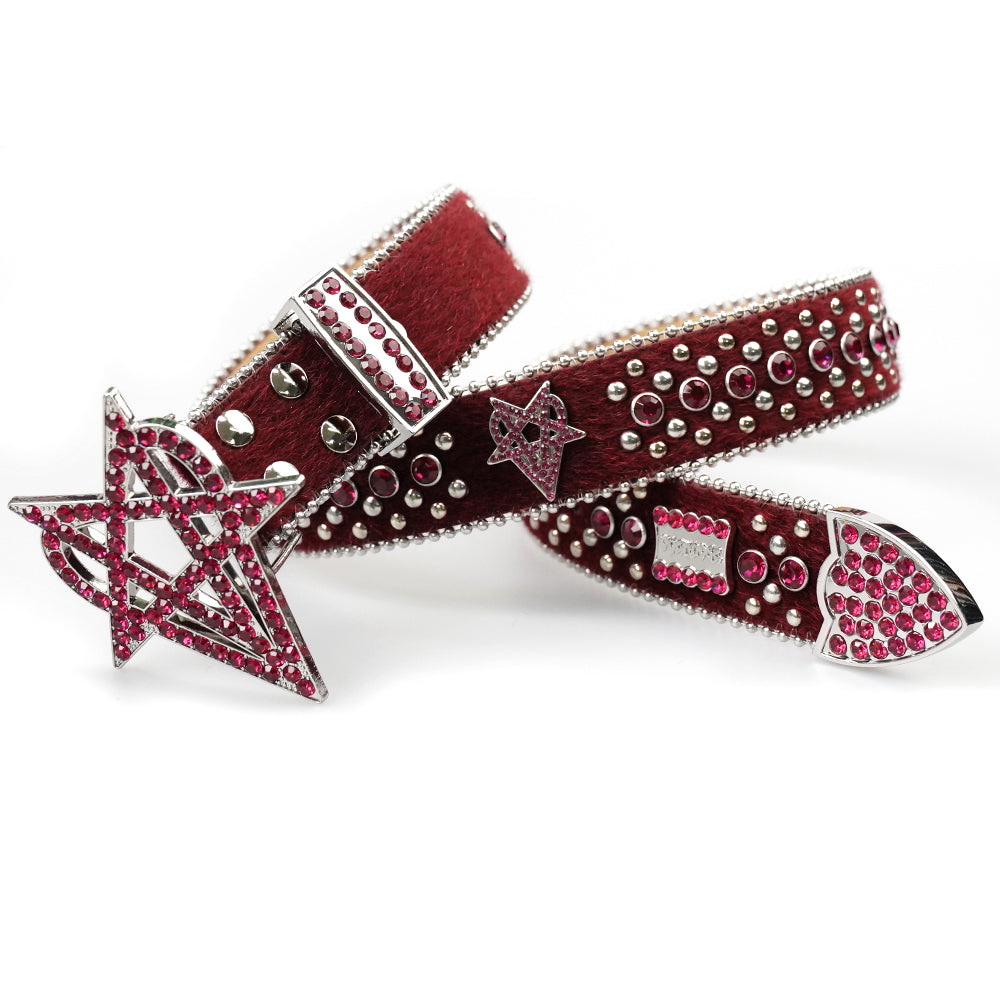 "OVD STUDDED BELT" - BLOOD RED