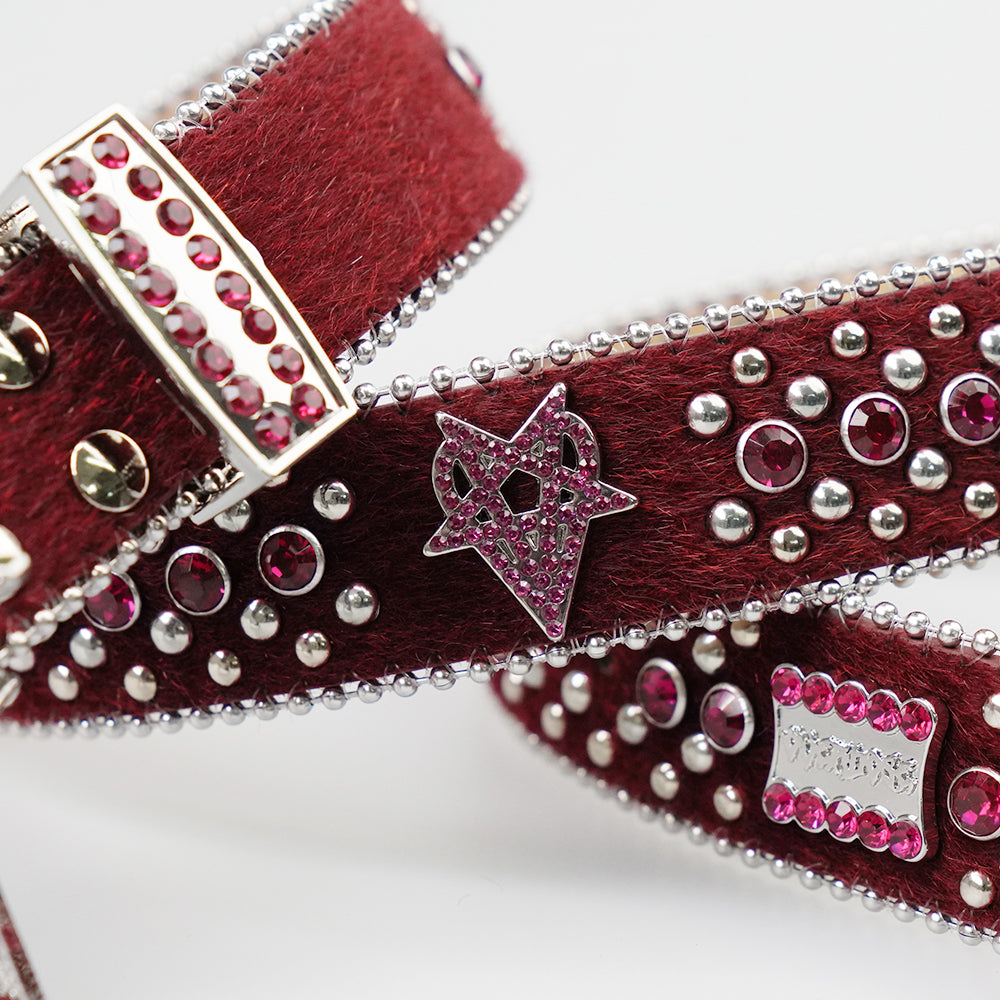 "OVD STUDDED BELT" - BLOOD RED