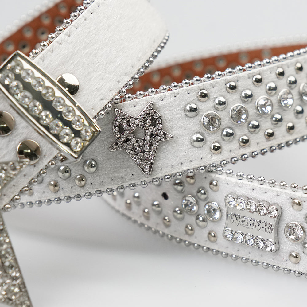 "OVD STUDDED BELT" - ANGEL WHITE