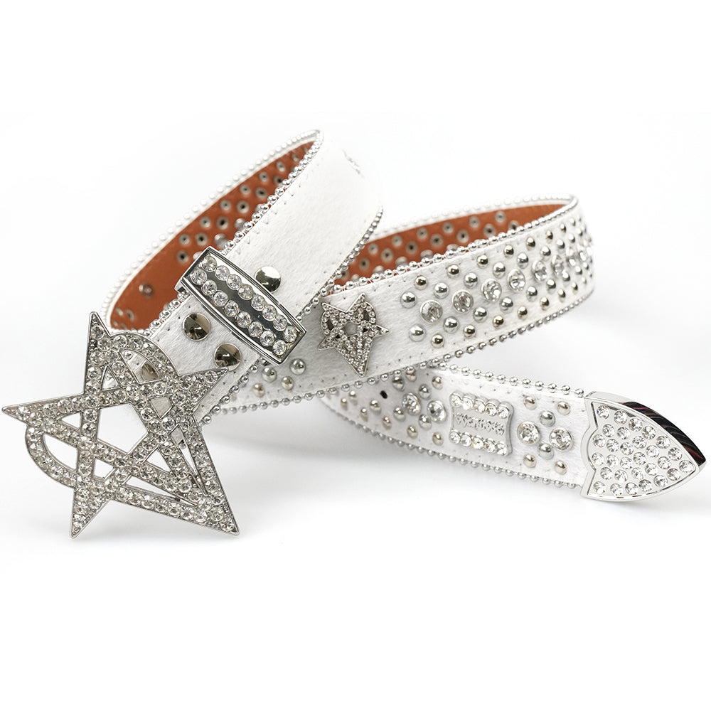 "OVD STUDDED BELT" - ANGEL WHITE