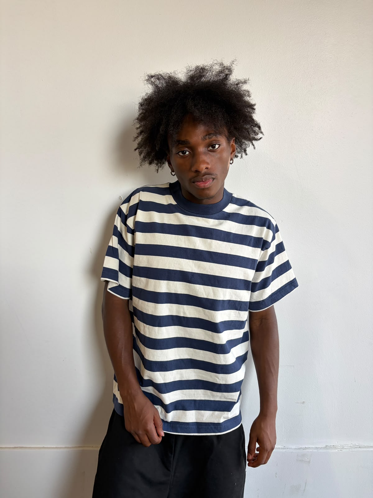 STRIPED BLANK TEE NAVY