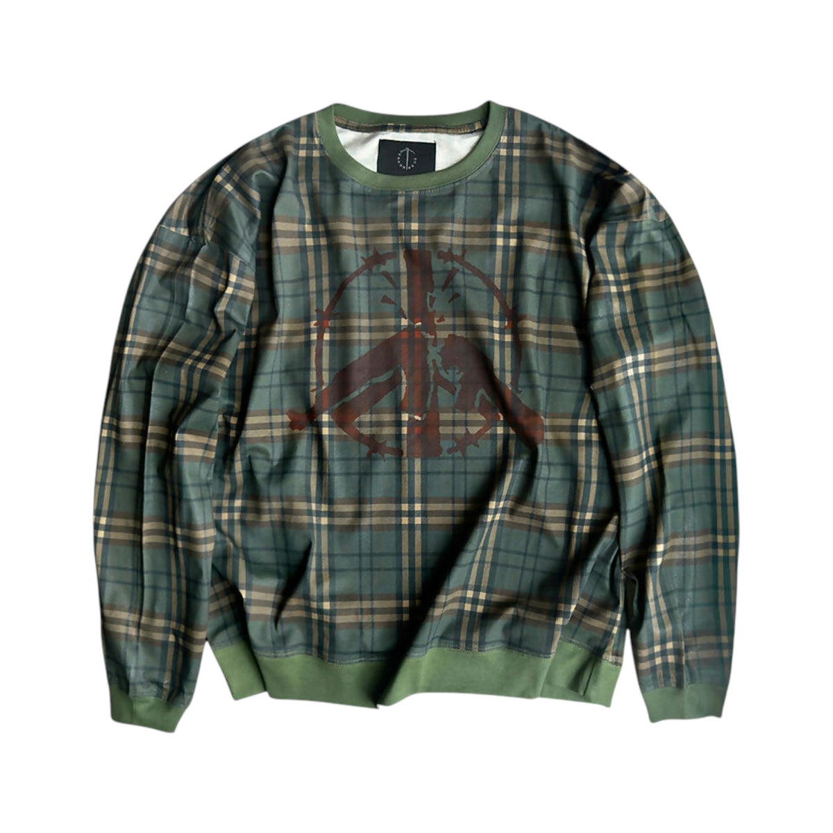 PLAID MONOGRAM ANTI-WAR AK PRINT LONG SLEEVE