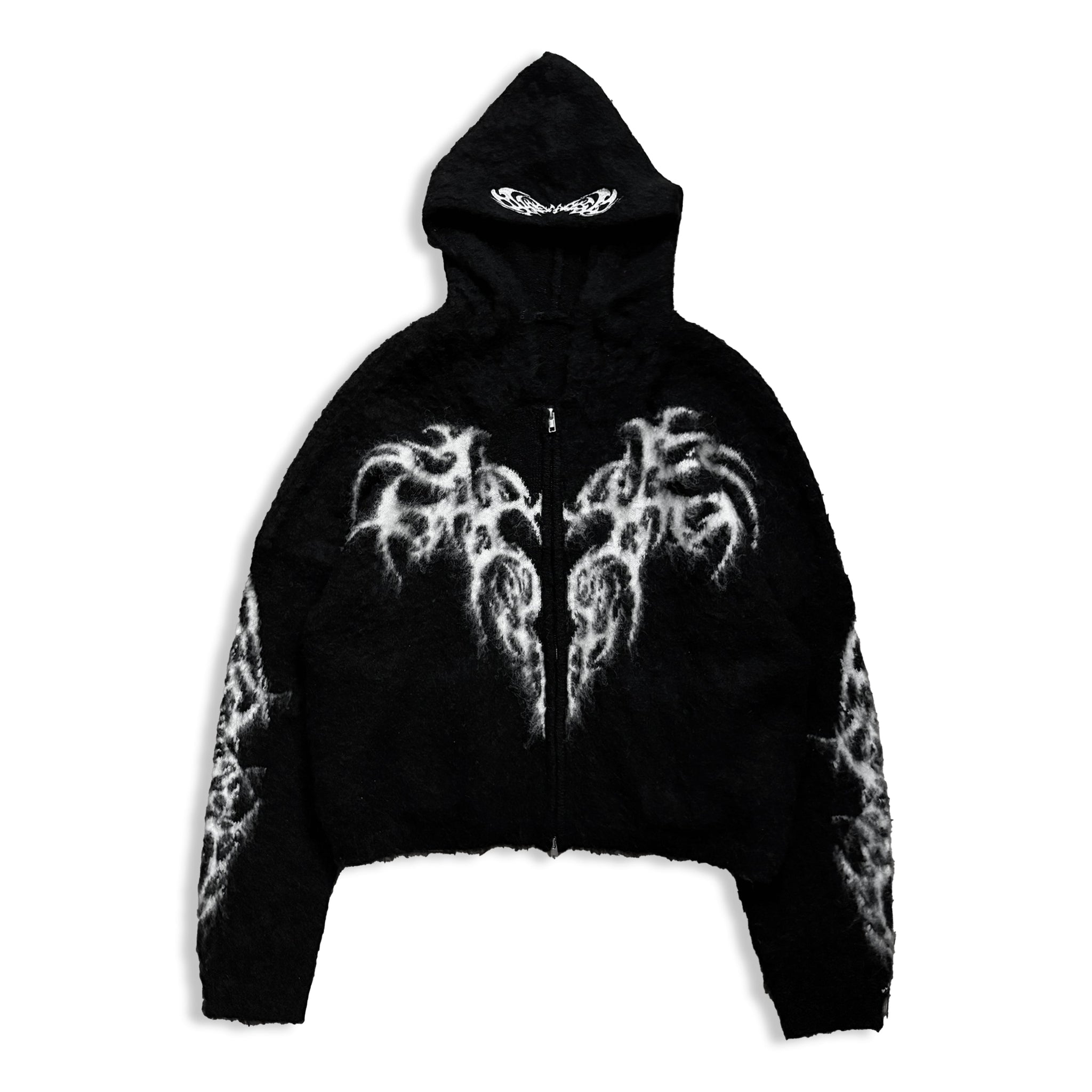 "DEATH & TEARS" MOHAIR ZIP - BLACK