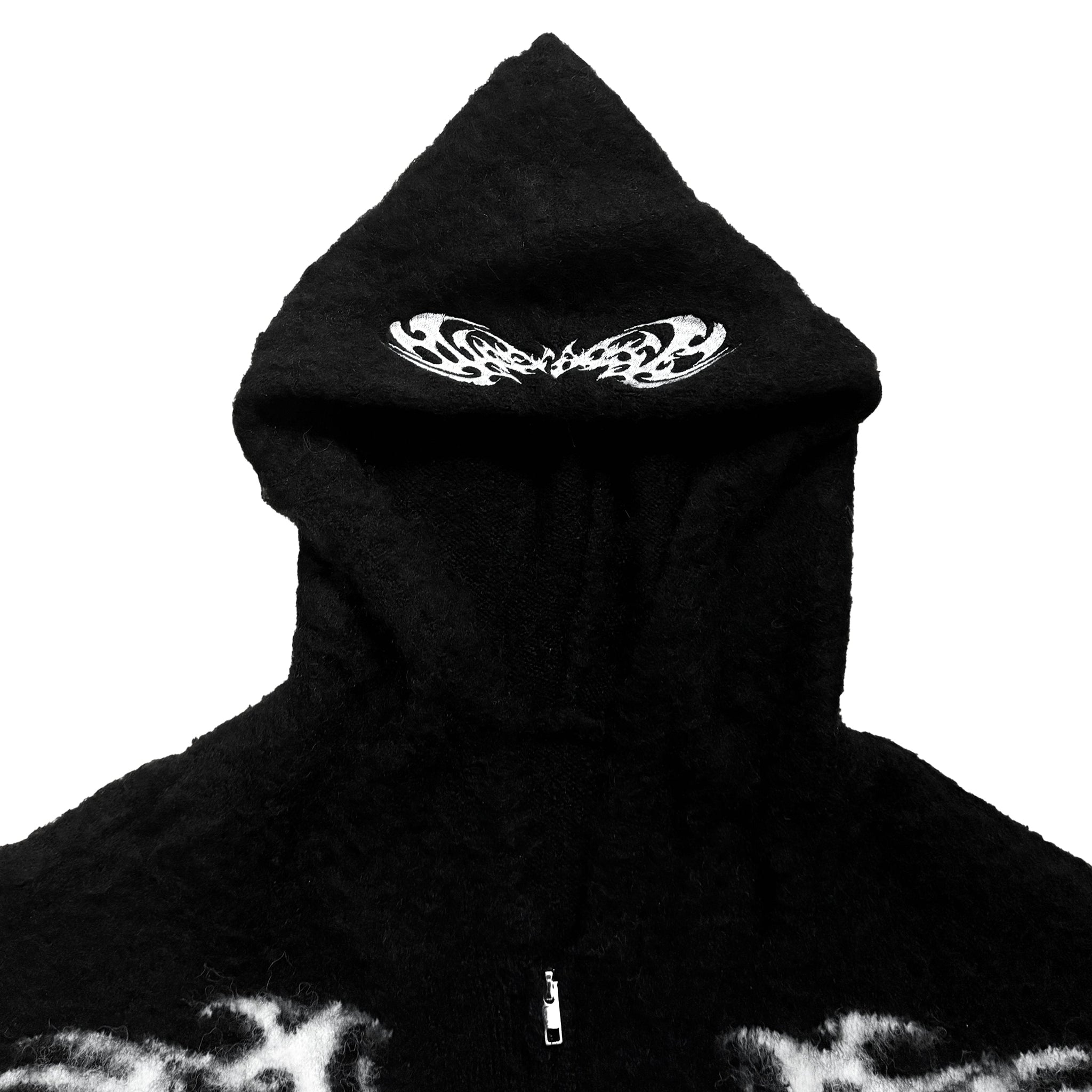 "DEATH & TEARS" MOHAIR ZIP - BLACK