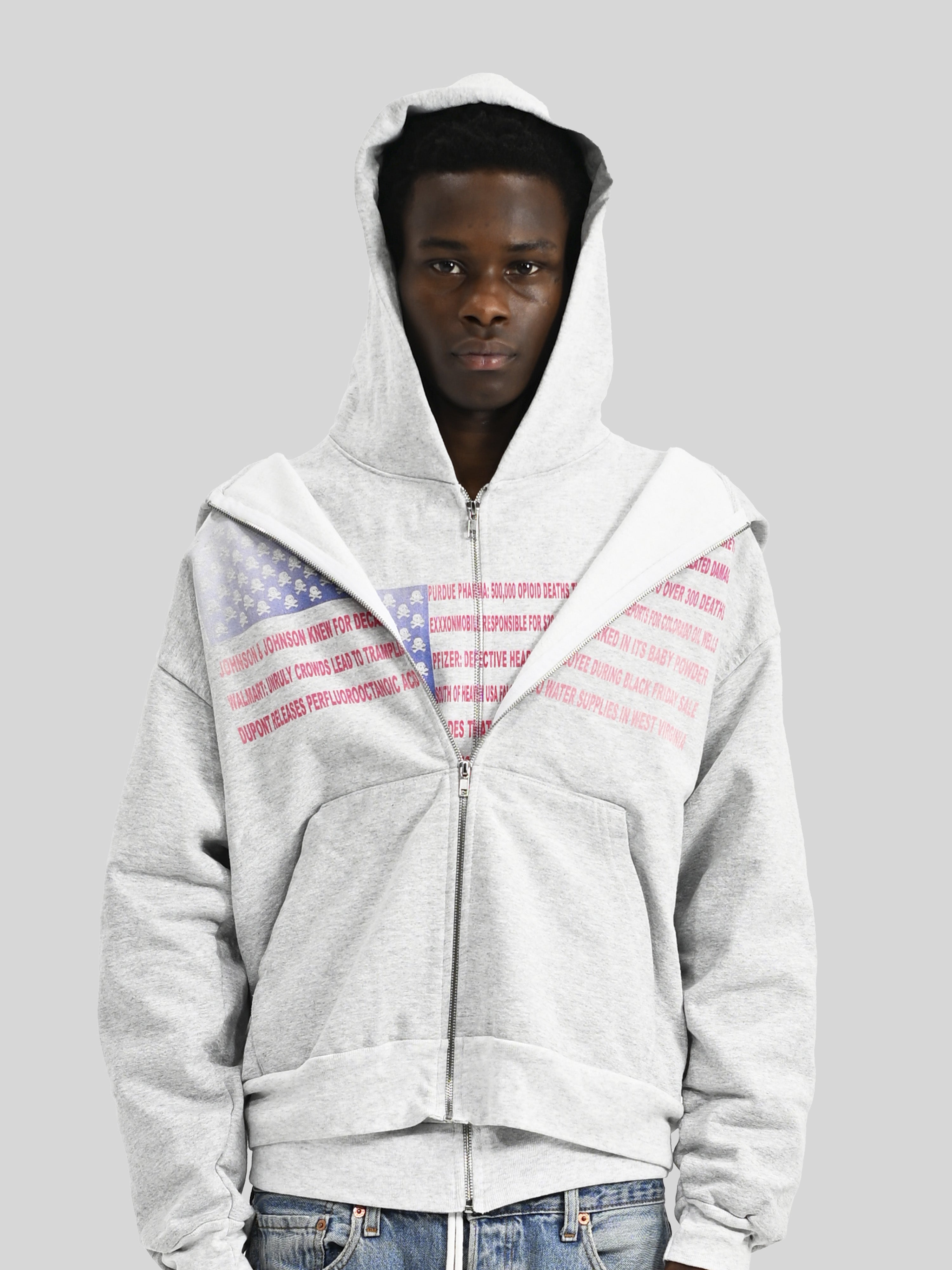 MADE IN AMERIKA - Heavyweight Zip-Up Hoodie Grey