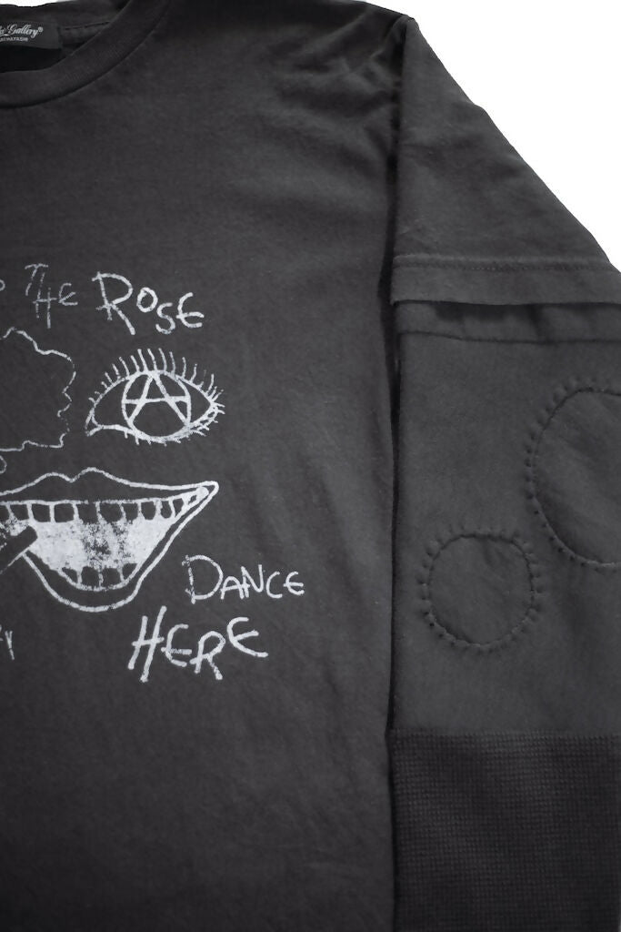 "Dance Here" Reconstructed Layered Long-Sleeve T-Shirt (Black)