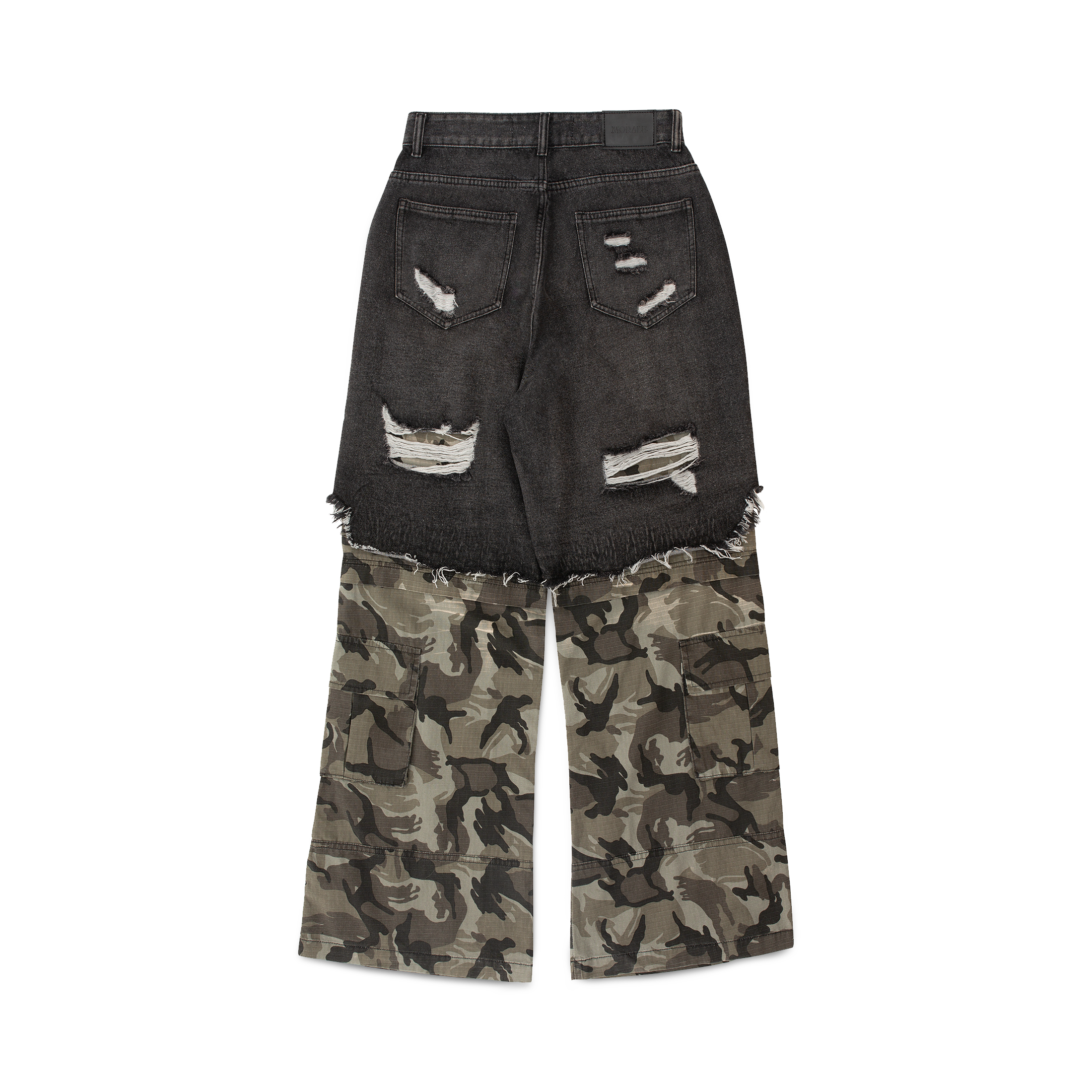 BLACK CAMO DOUBLE LAYERED BAGGY PANTS (P.S)