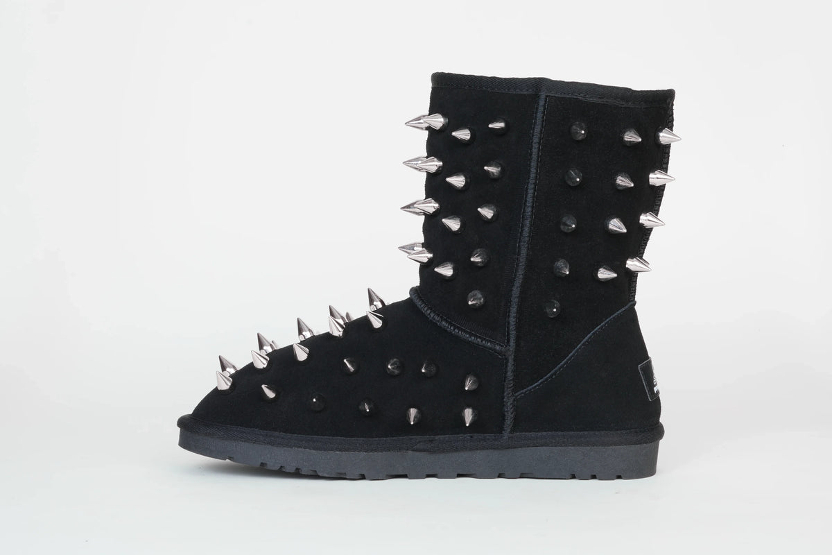 prngrphy Studded Suede Boot XL - ULTRA BLACK