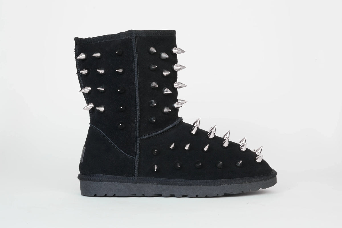 prngrphy Studded Suede Boot XL - ULTRA BLACK