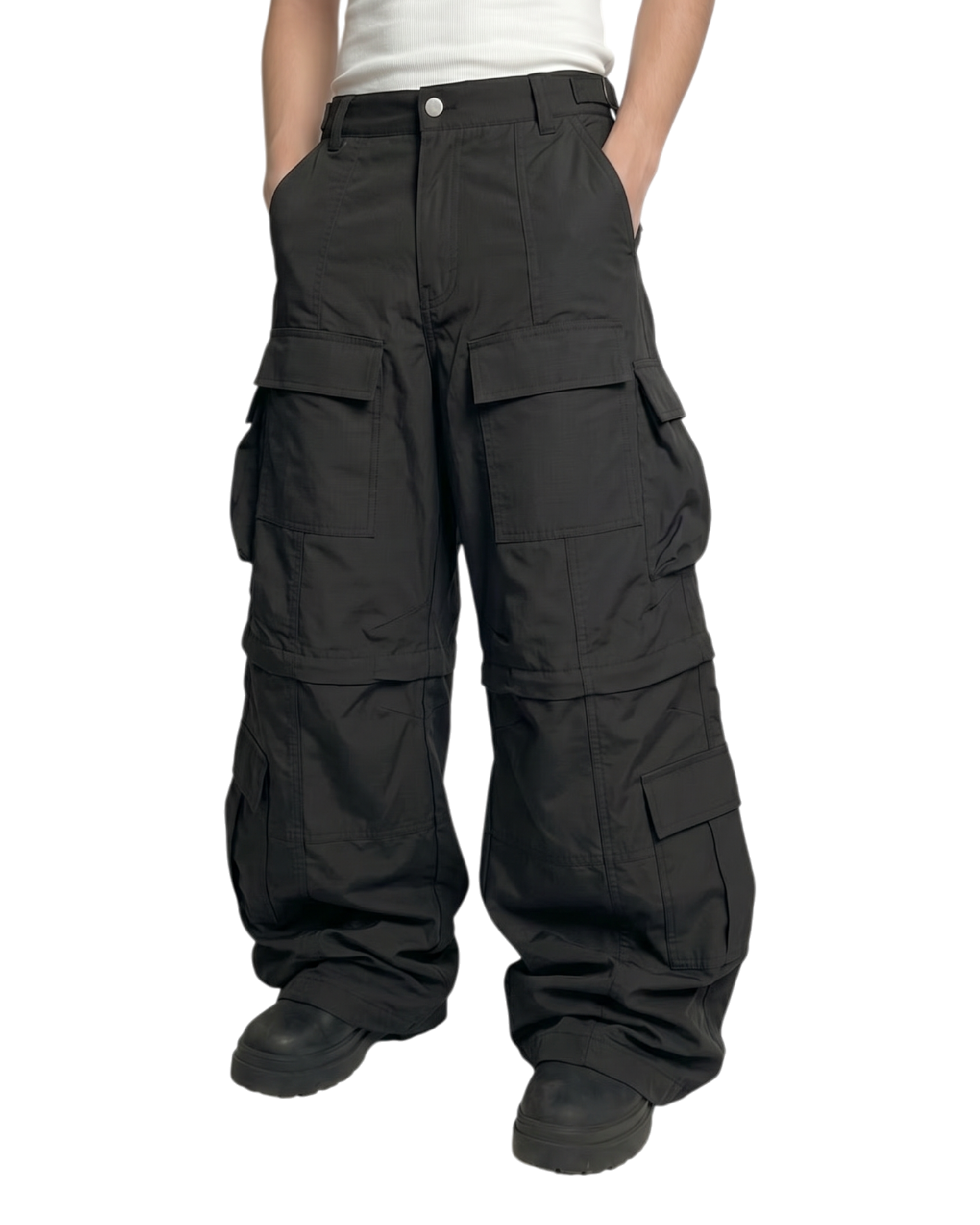 CONVERTIBLE CARGO PANTS, BLACK