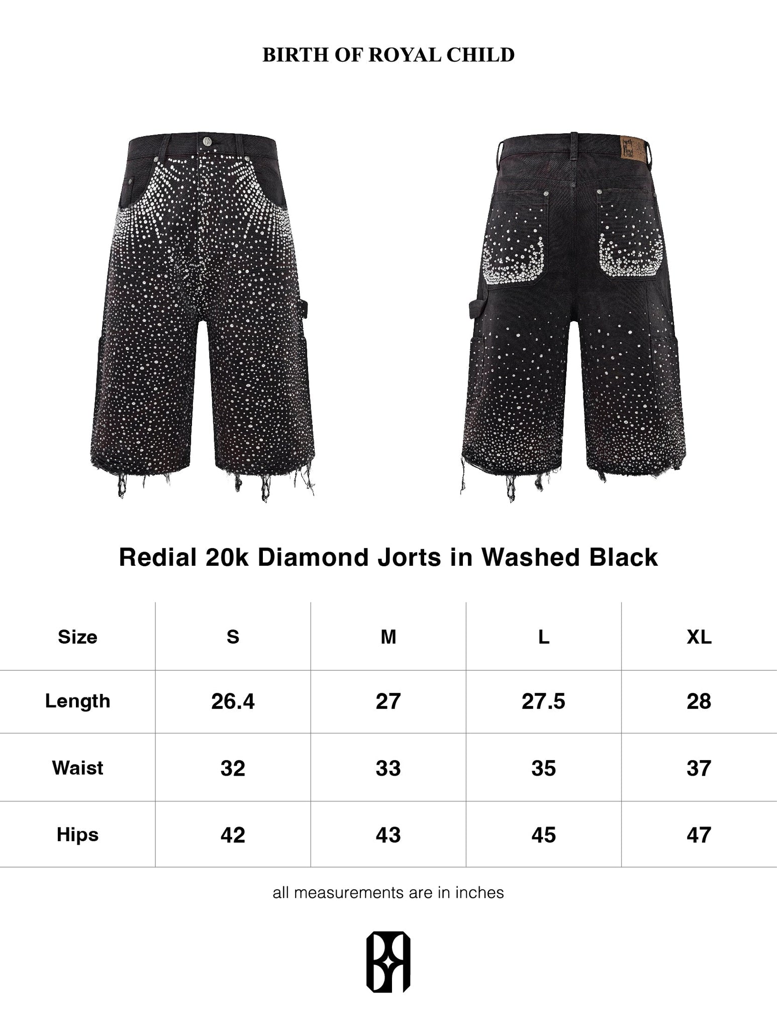 Redial 20k Diamond Jorts in Washed Black