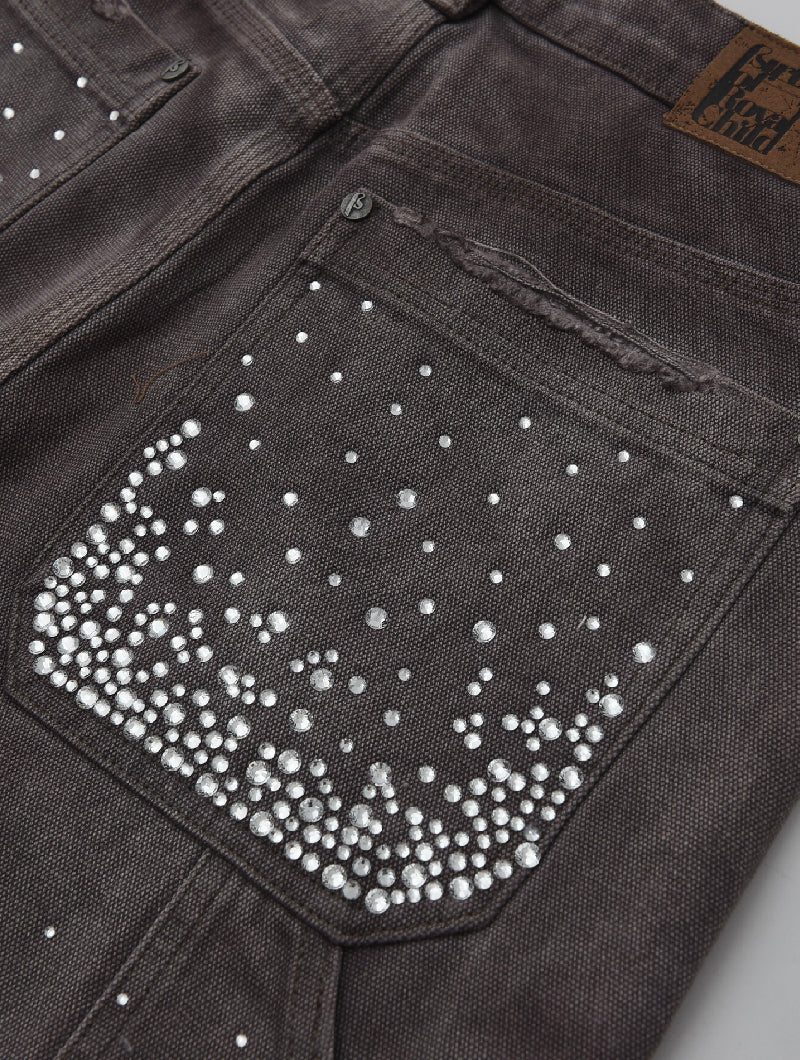 Redial 20k Diamond Jorts in Washed Brown