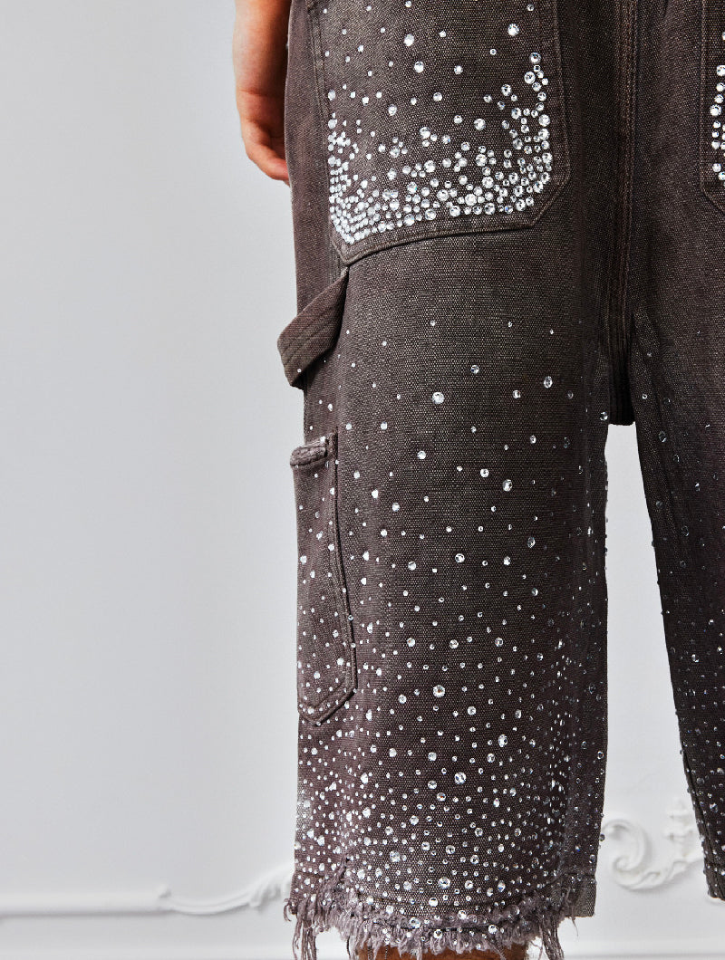 Redial 20k Diamond Jorts in Washed Brown