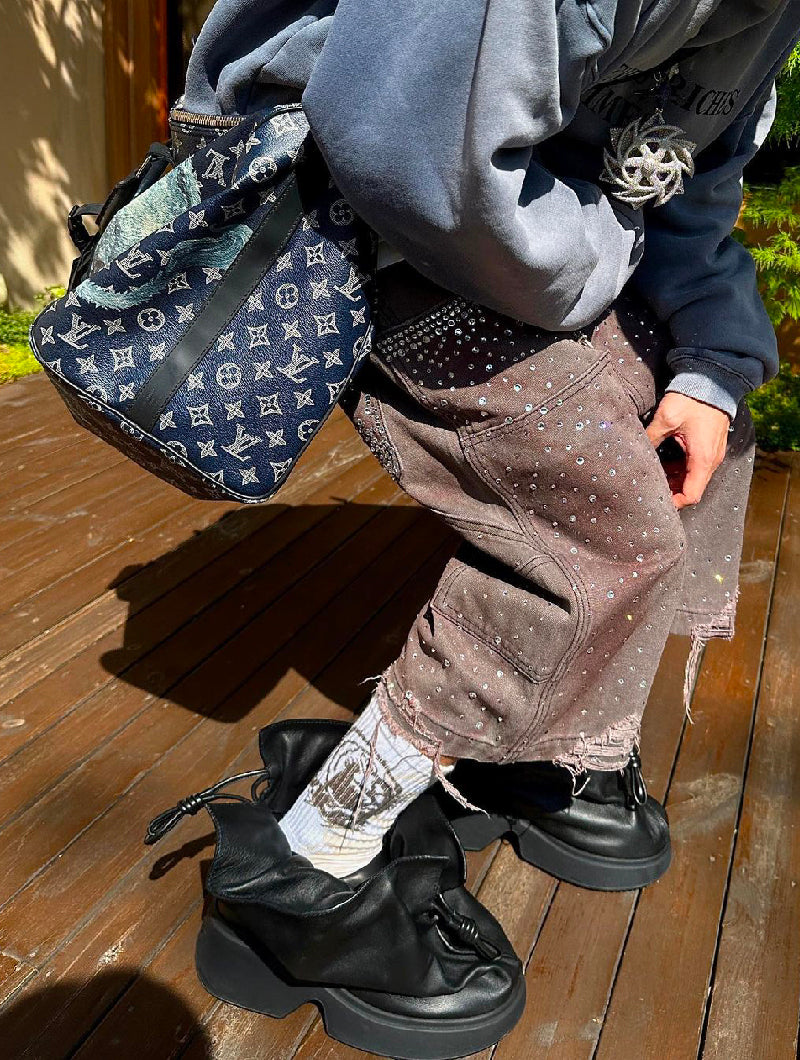 Redial 20k Diamond Jorts in Washed Brown