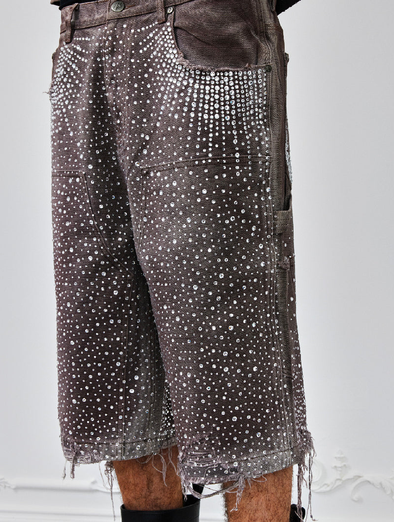 Redial 20k Diamond Jorts in Washed Brown