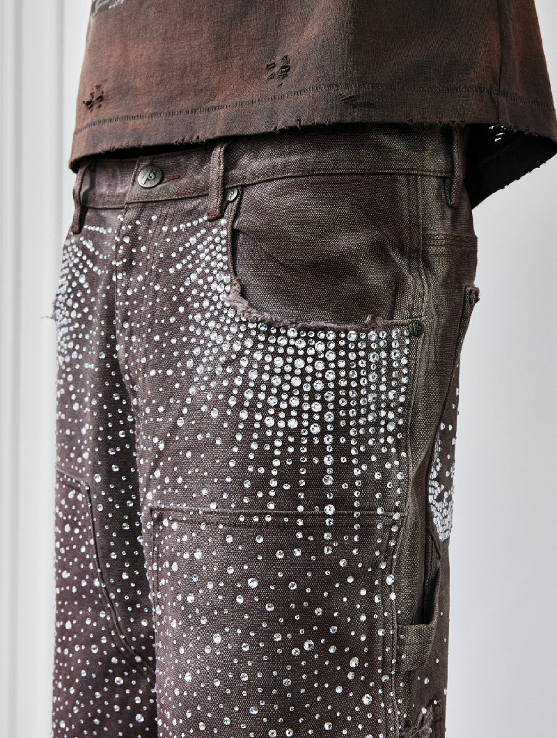 Redial 20k Diamond Jorts in Washed Brown