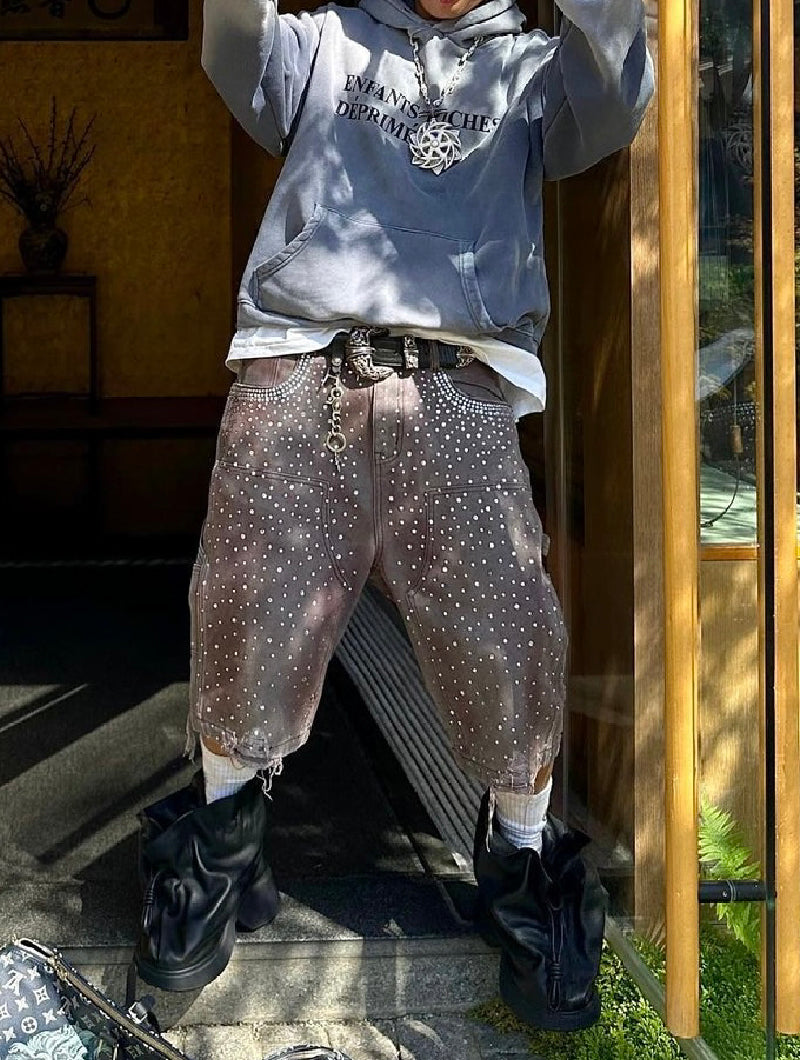 Redial 20k Diamond Jorts in Washed Brown