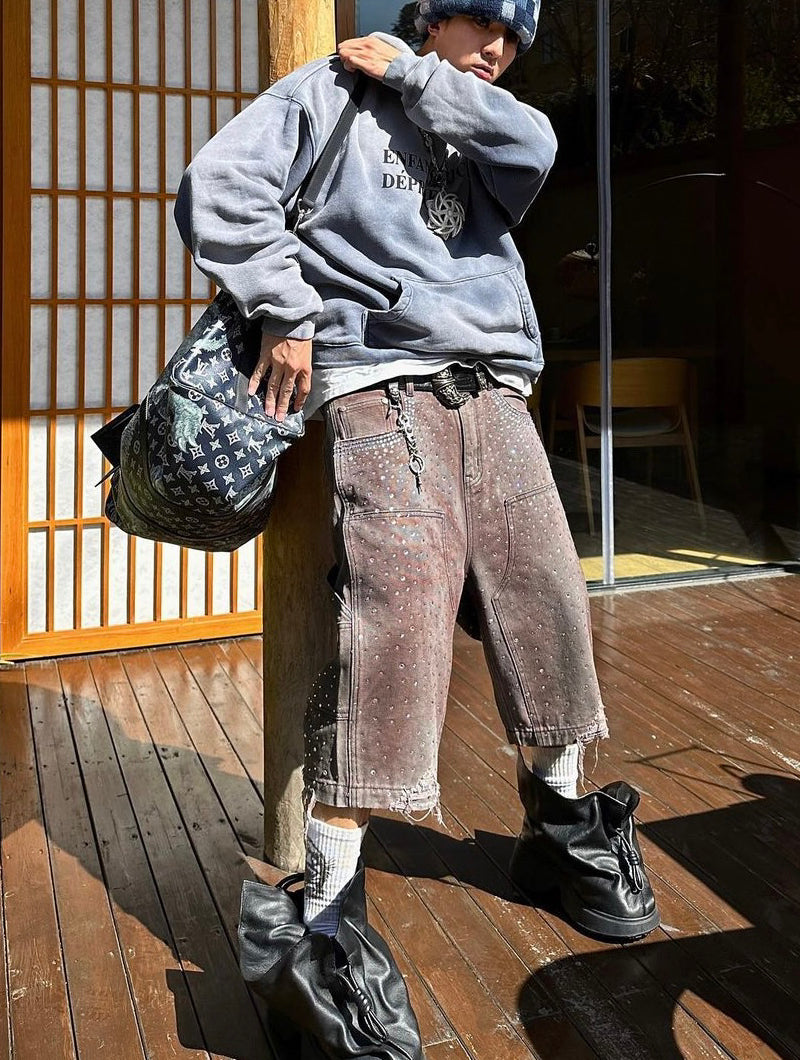 Redial 20k Diamond Jorts in Washed Brown