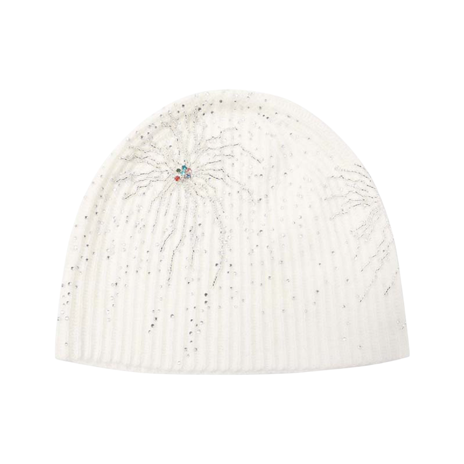 Fireworks Studded Beaded Beanie IN WHT
