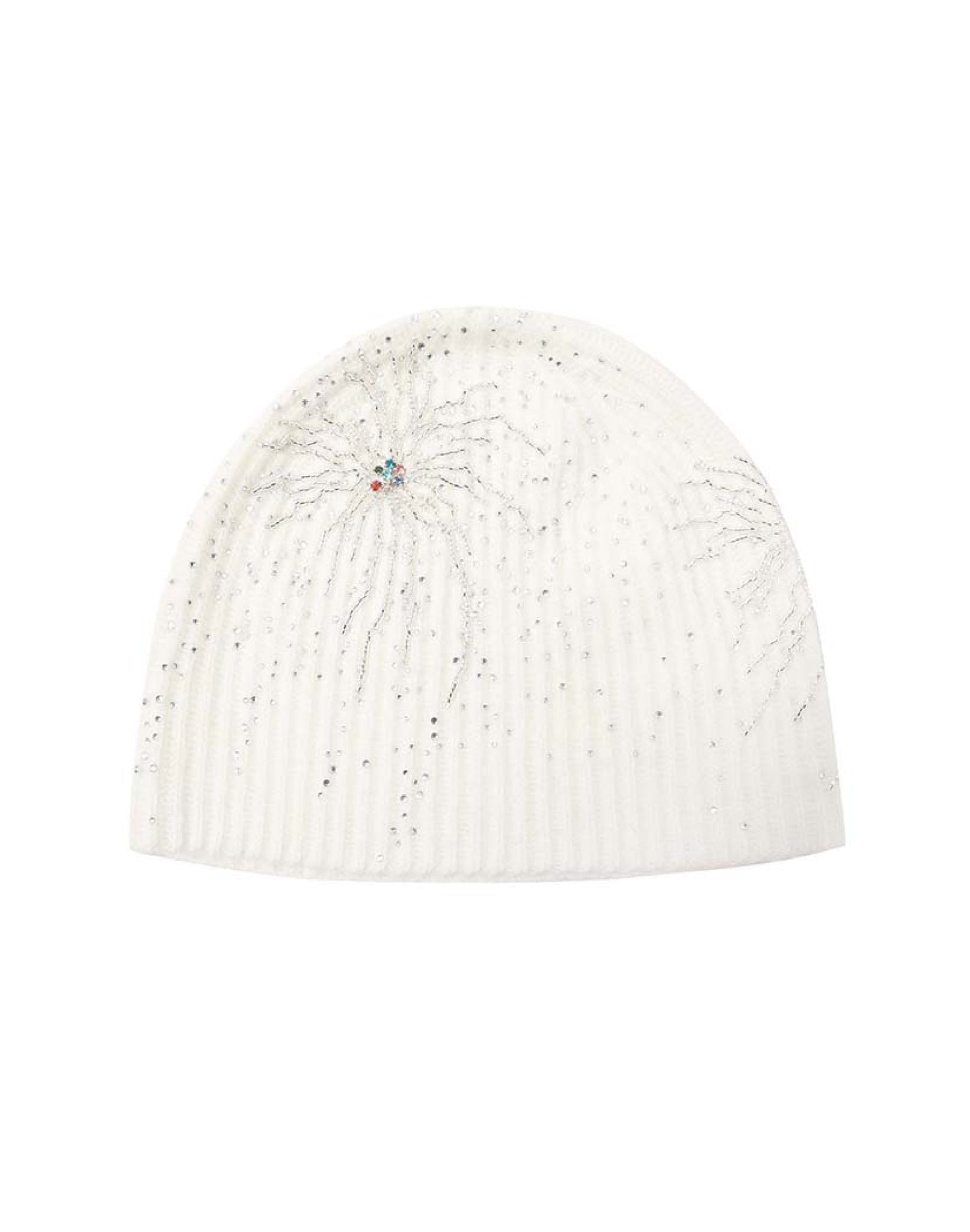 Fireworks Studded Beaded Beanie IN WHT