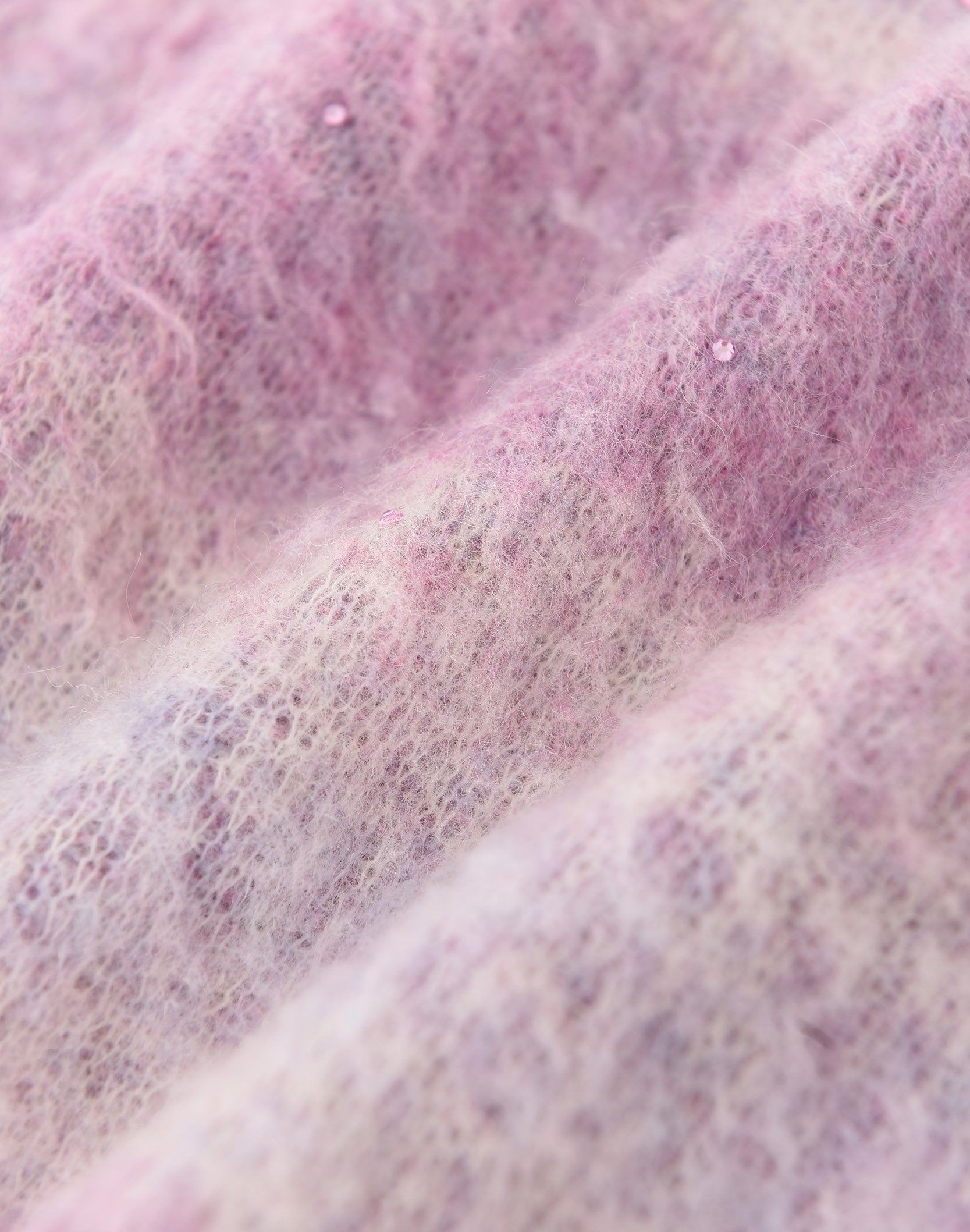 Rhinestone Embellished Color Block Mohair Sweater in PNK