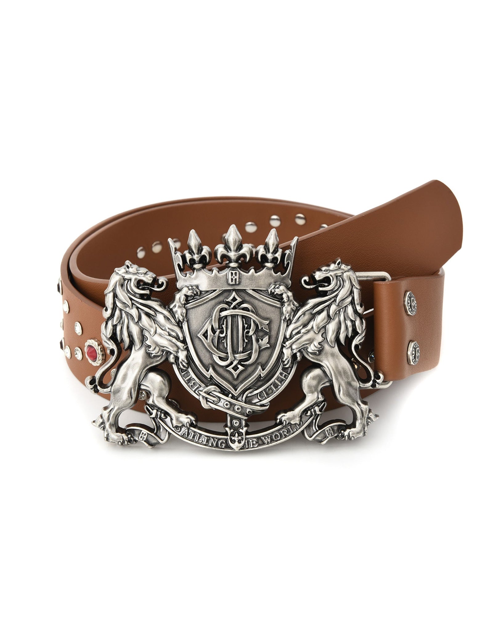 Lion Medal Leather Belt IN BRN