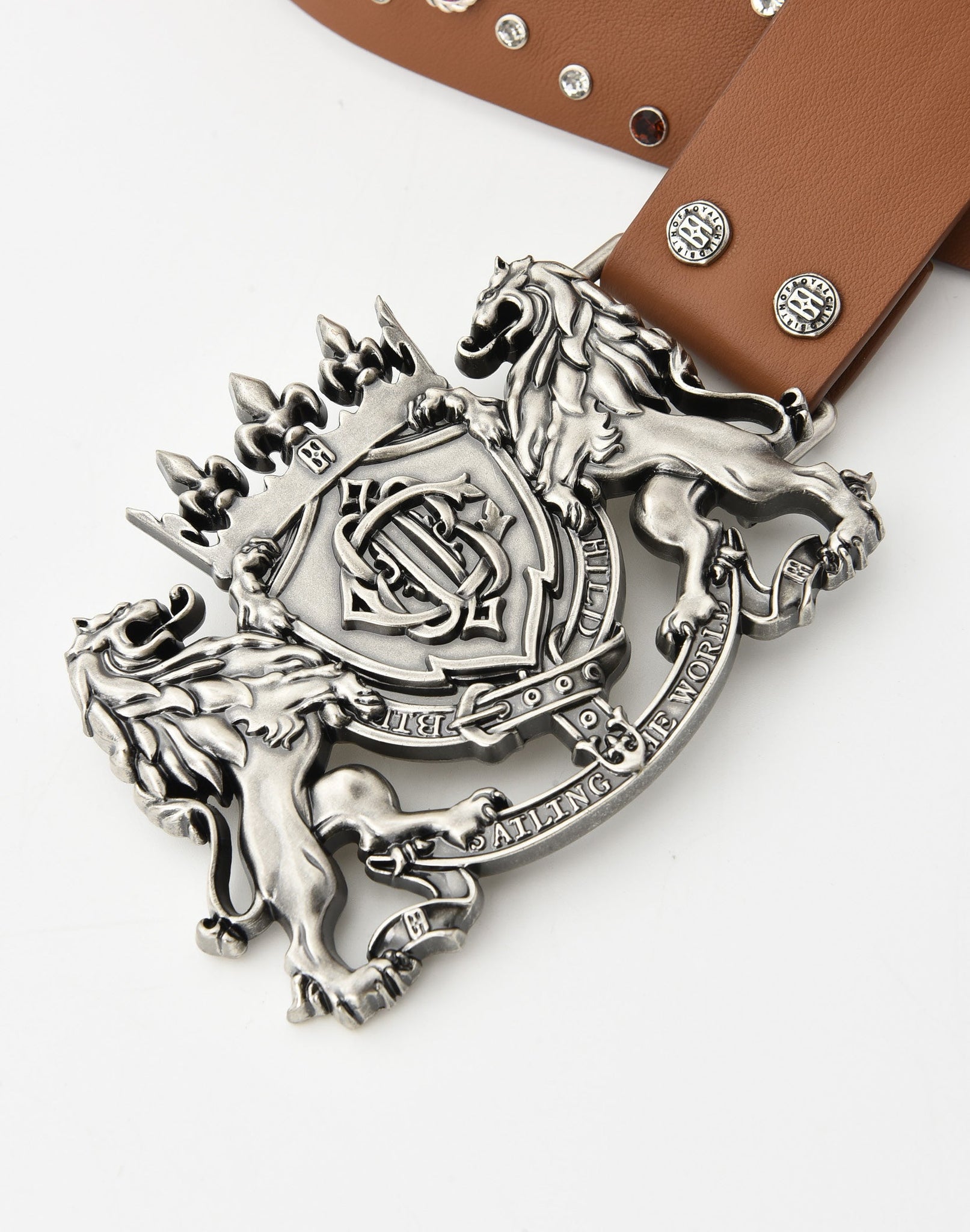 Lion Medal Leather Belt IN BRN