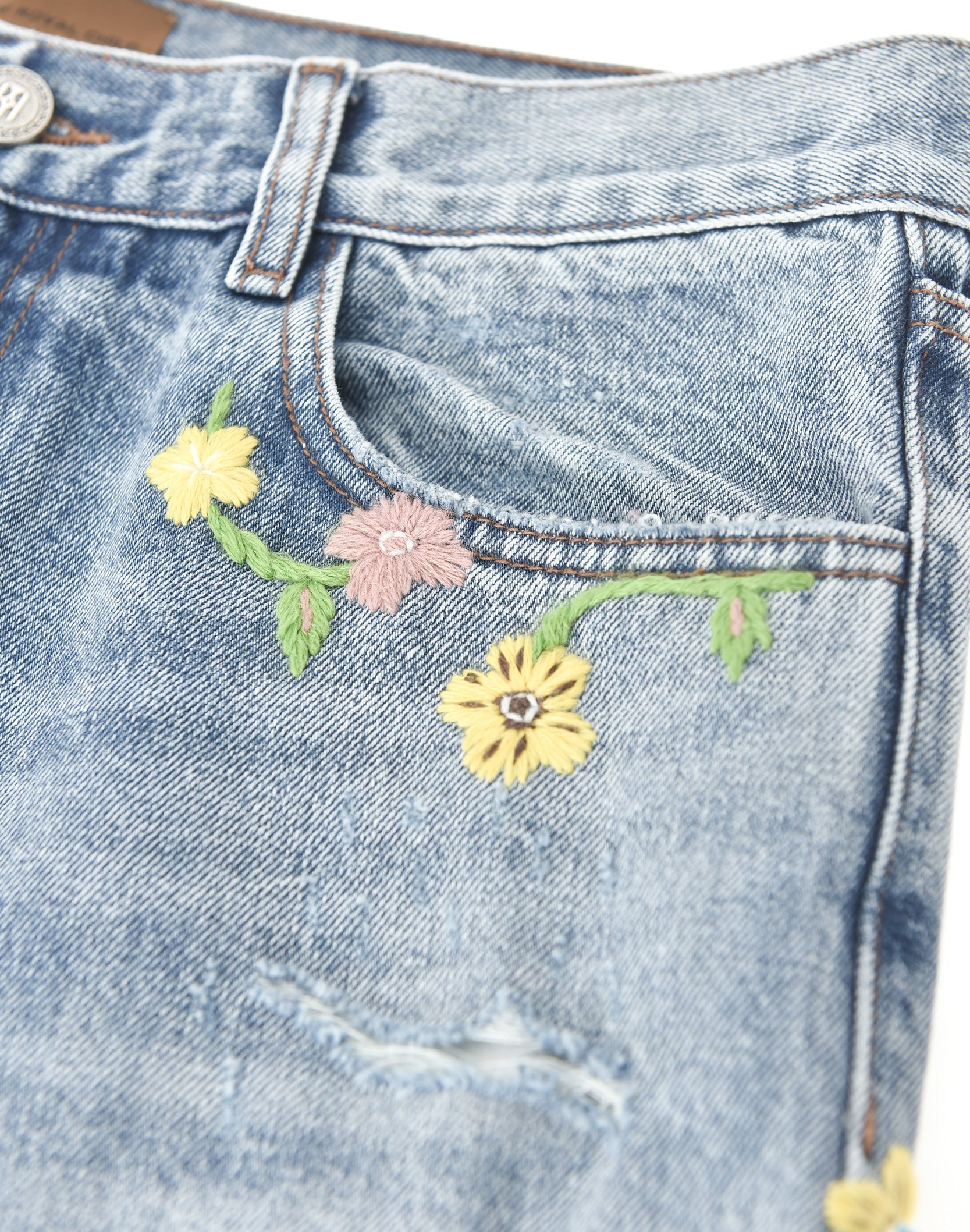 Majestic Turquoise Floral Denim