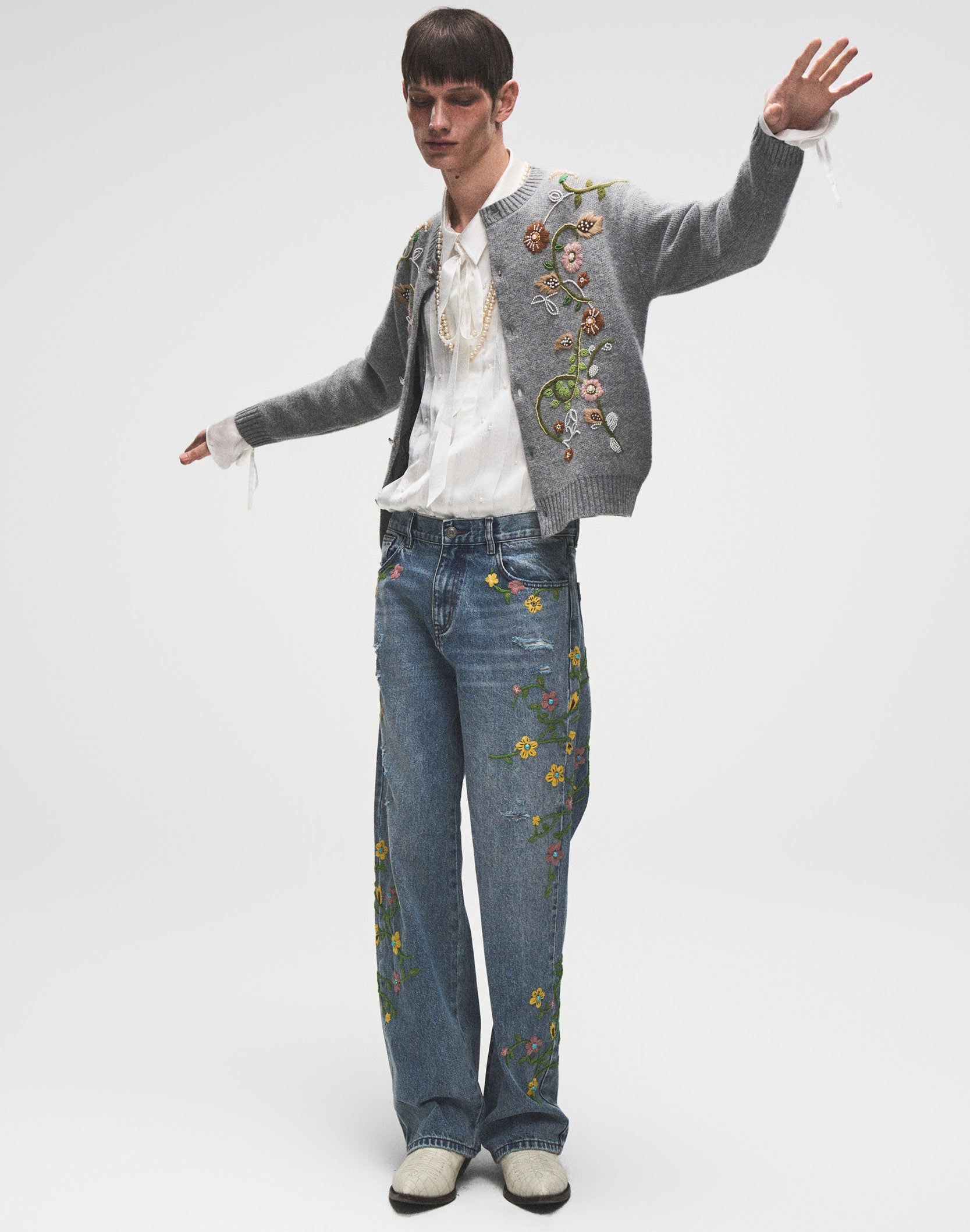 Majestic Turquoise Floral Denim