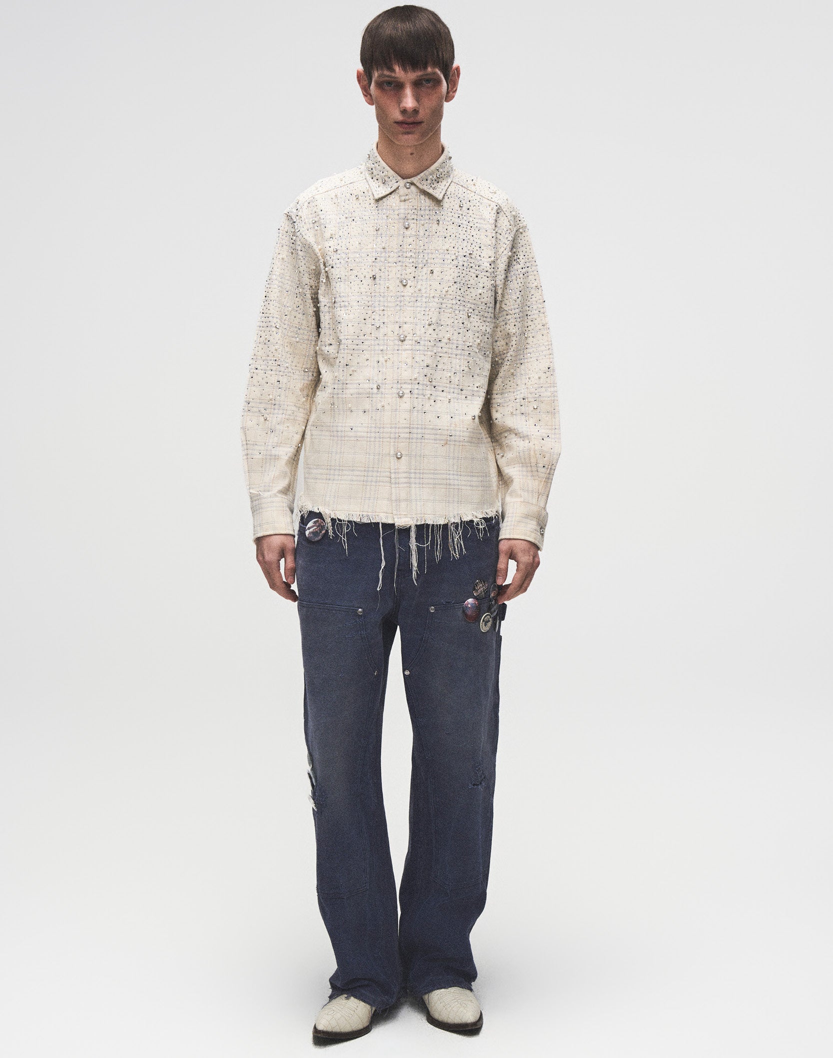20K Pearl Diamond Shirt Beige