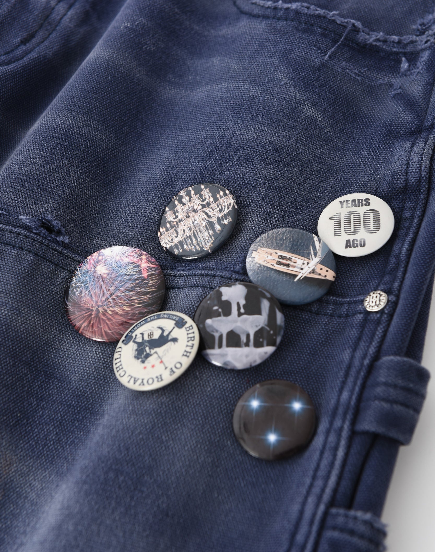 1920s Vintage Blue Pin Emblem Workwear Trousers