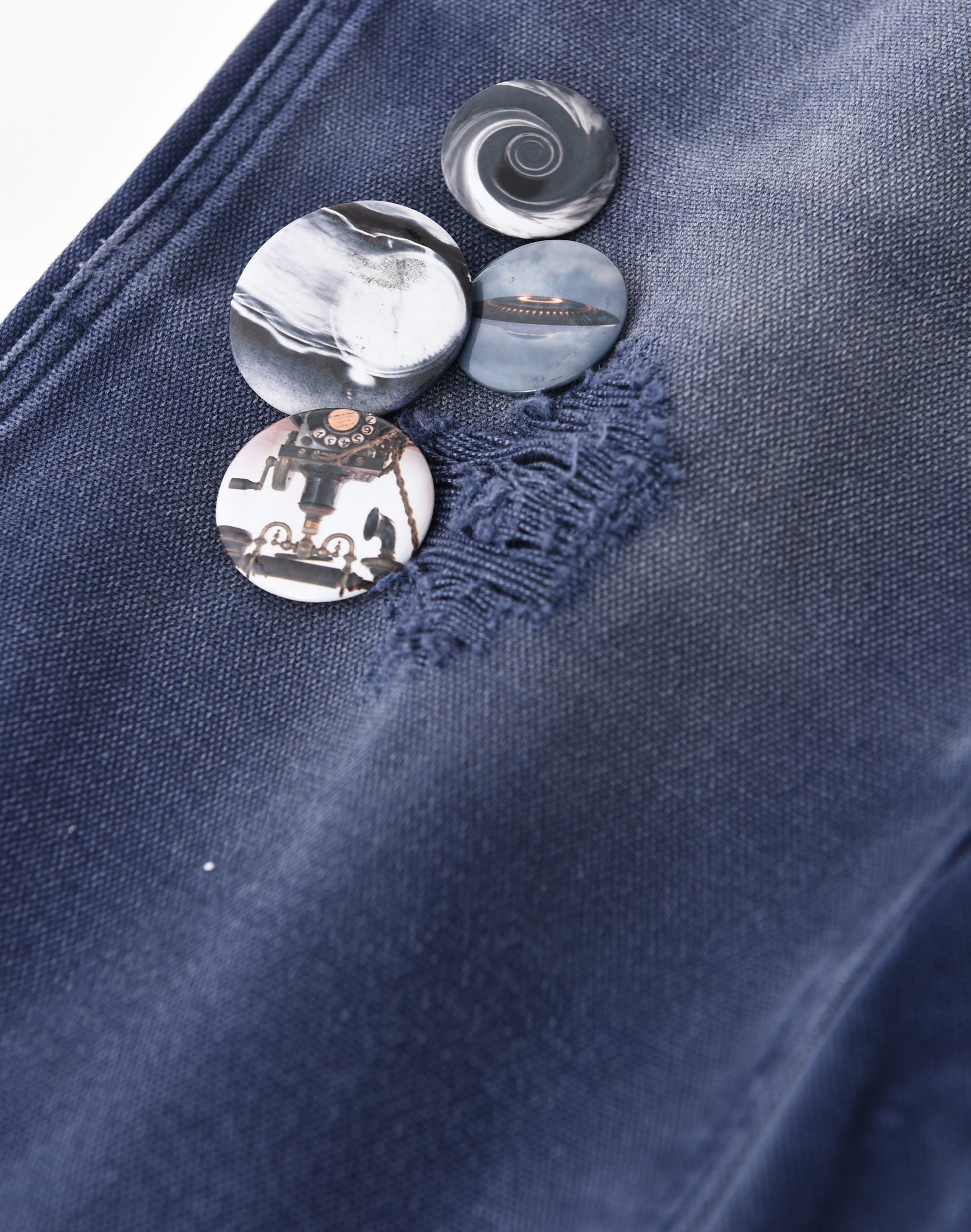 1920s Vintage Blue Pin Emblem Workwear Trousers