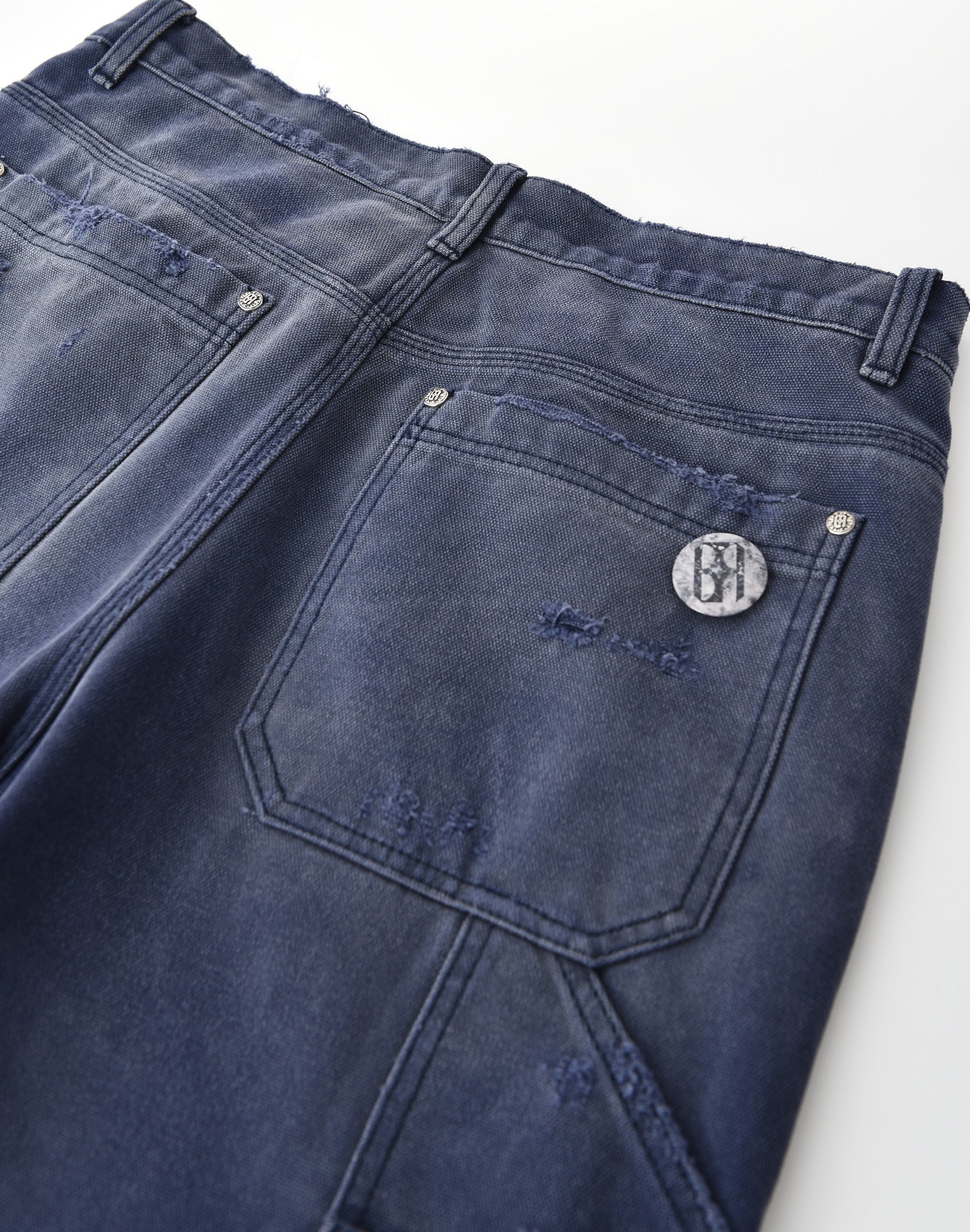 1920s Vintage Blue Pin Emblem Workwear Trousers