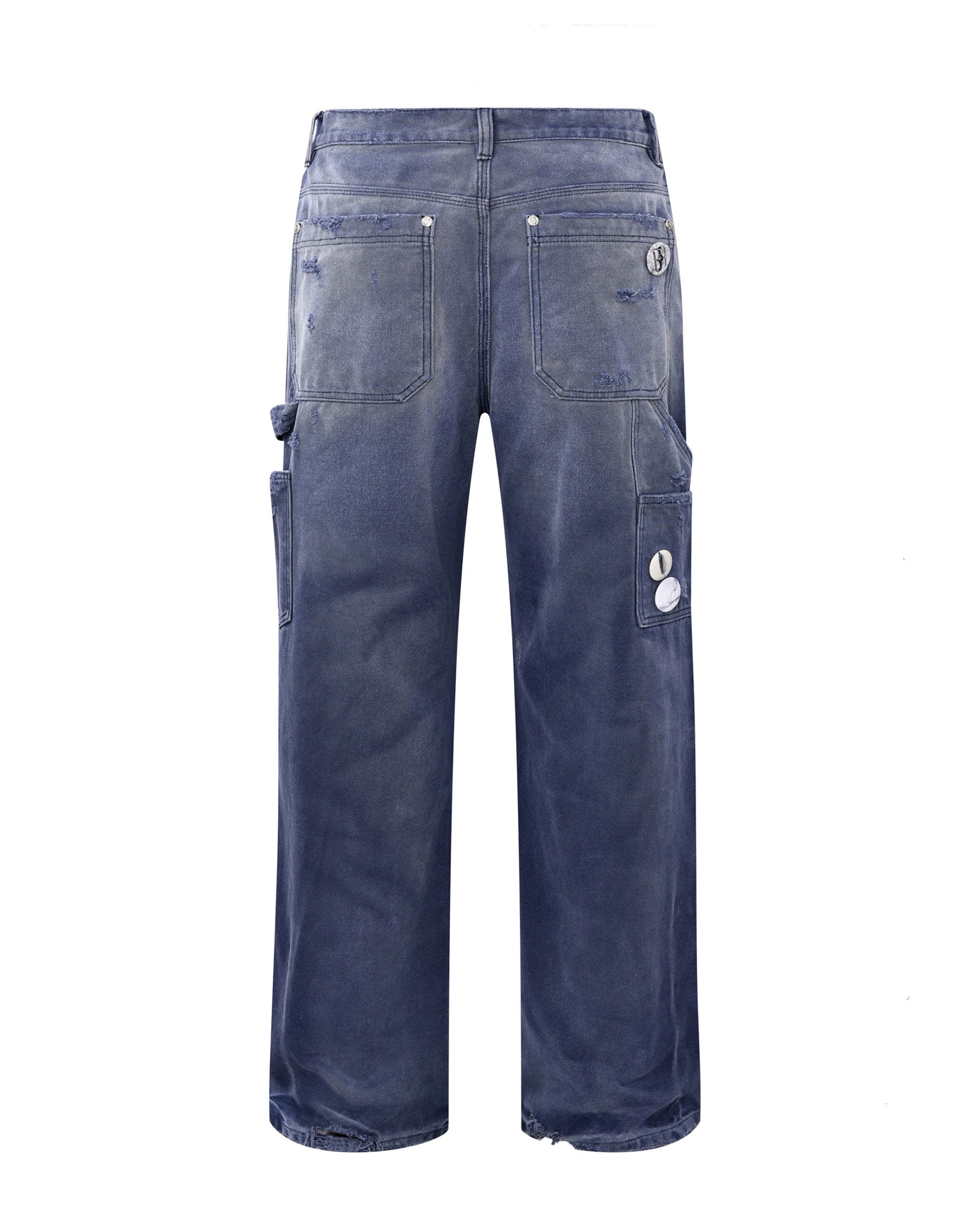1920s Vintage Blue Pin Emblem Workwear Trousers
