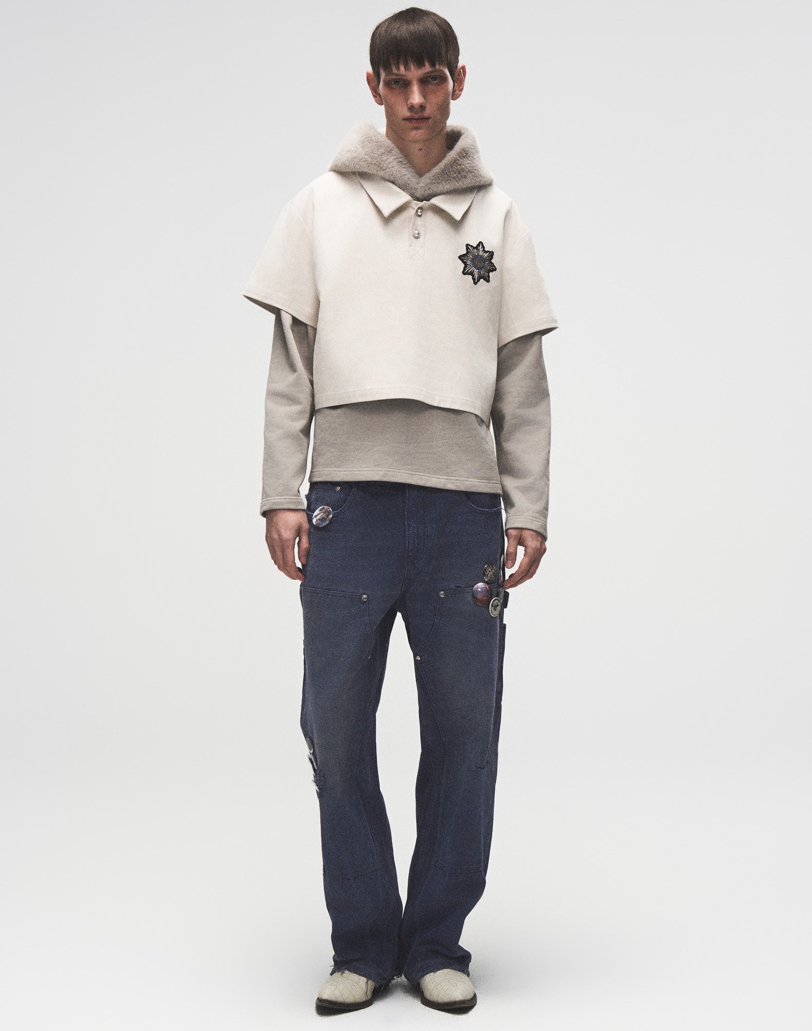 1920s Vintage Blue Pin Emblem Workwear Trousers