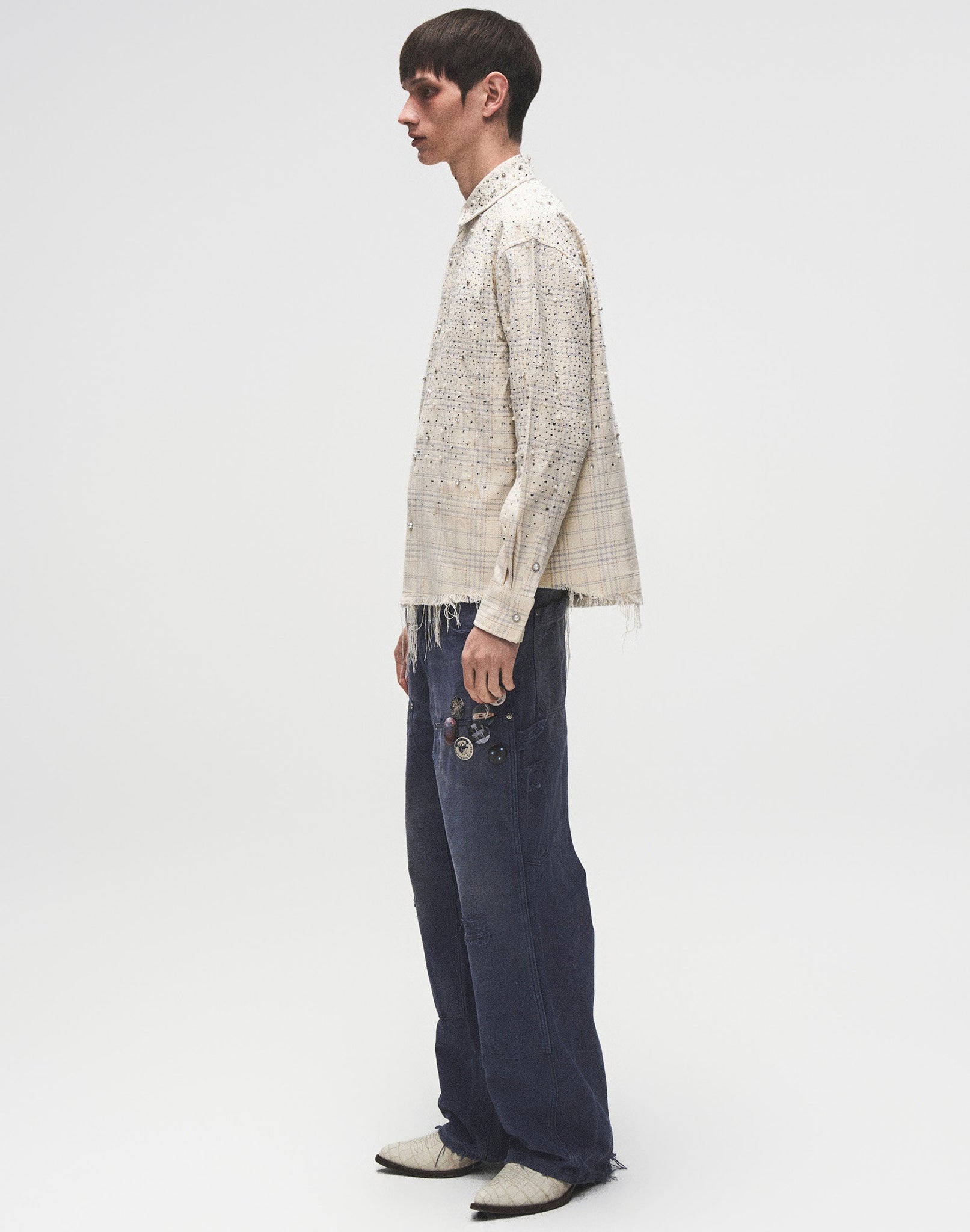 1920s Vintage Blue Pin Emblem Workwear Trousers