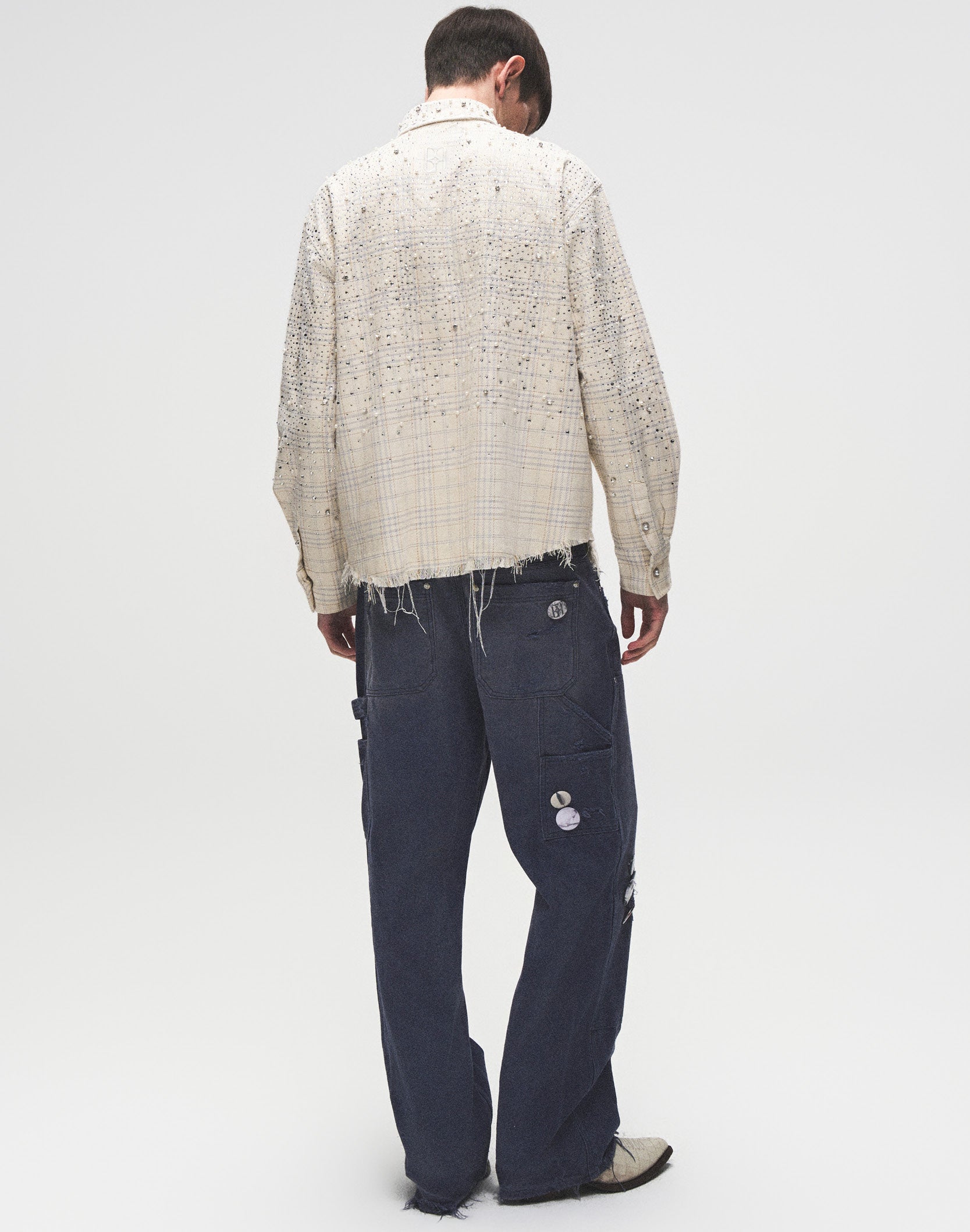 1920s Vintage Blue Pin Emblem Workwear Trousers