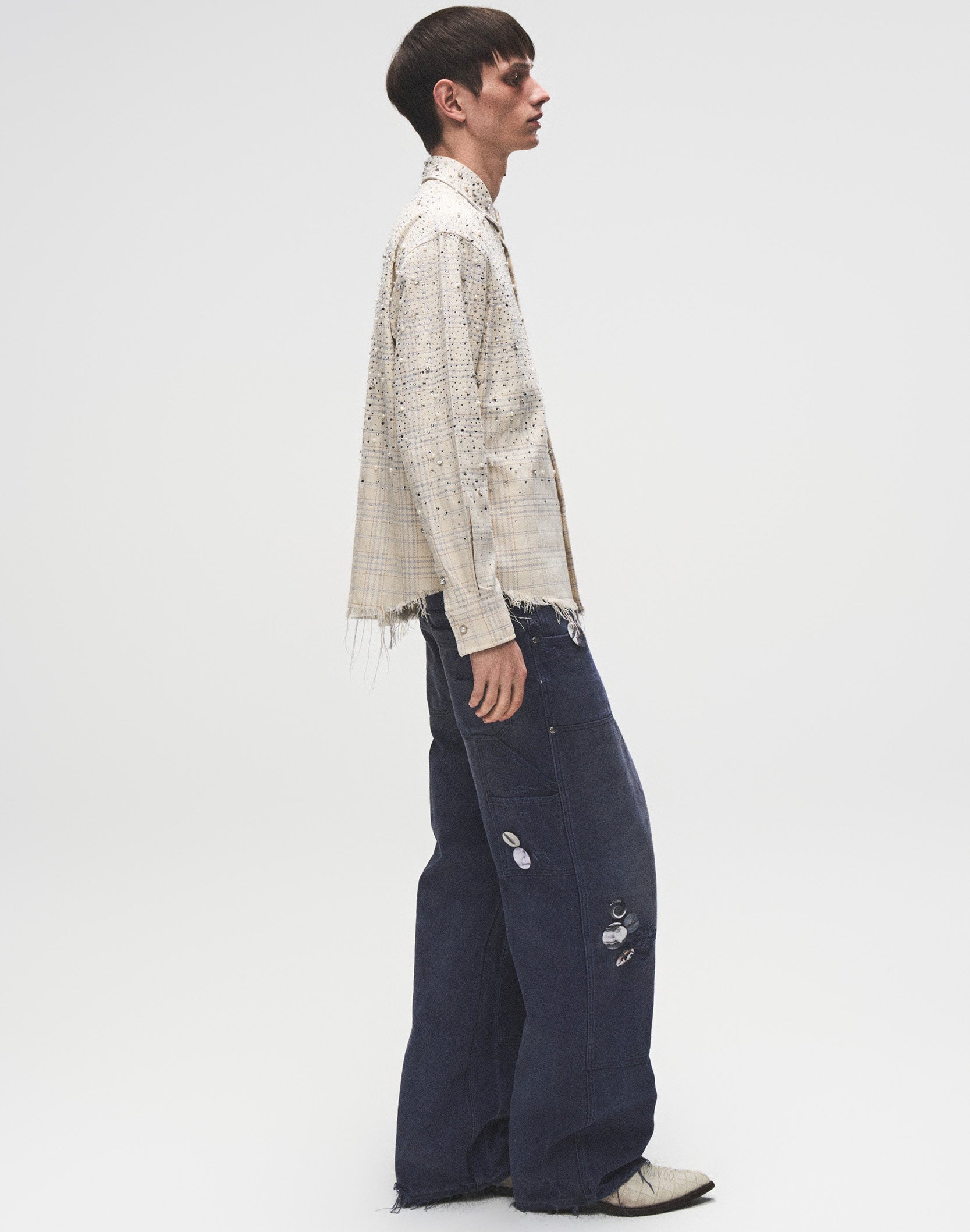 1920s Vintage Blue Pin Emblem Workwear Trousers